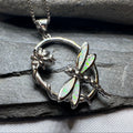 Waterfall Dragonfly and Lotus Flower Necklace