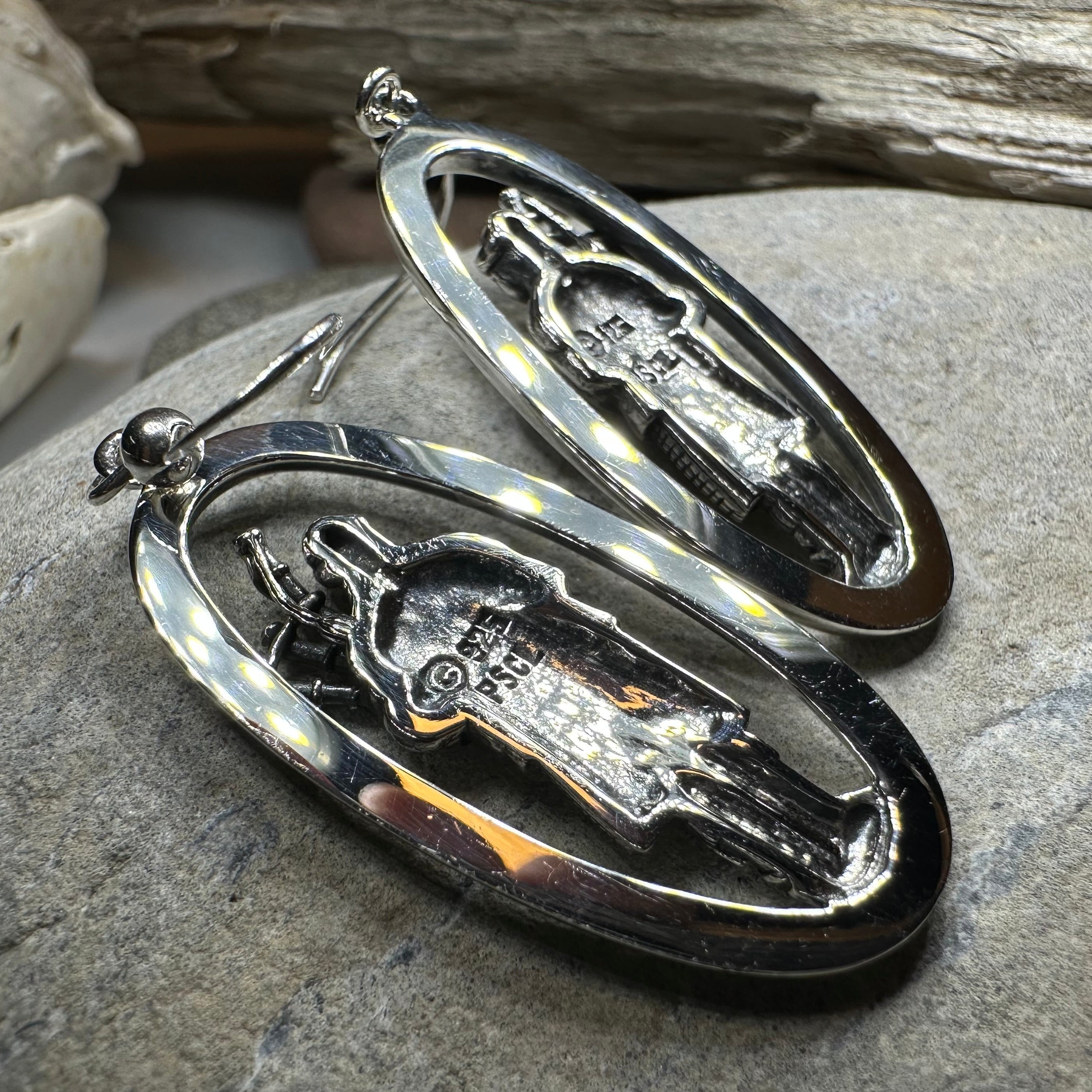 Tartan Bagpiper Earrings in Sterling Silver