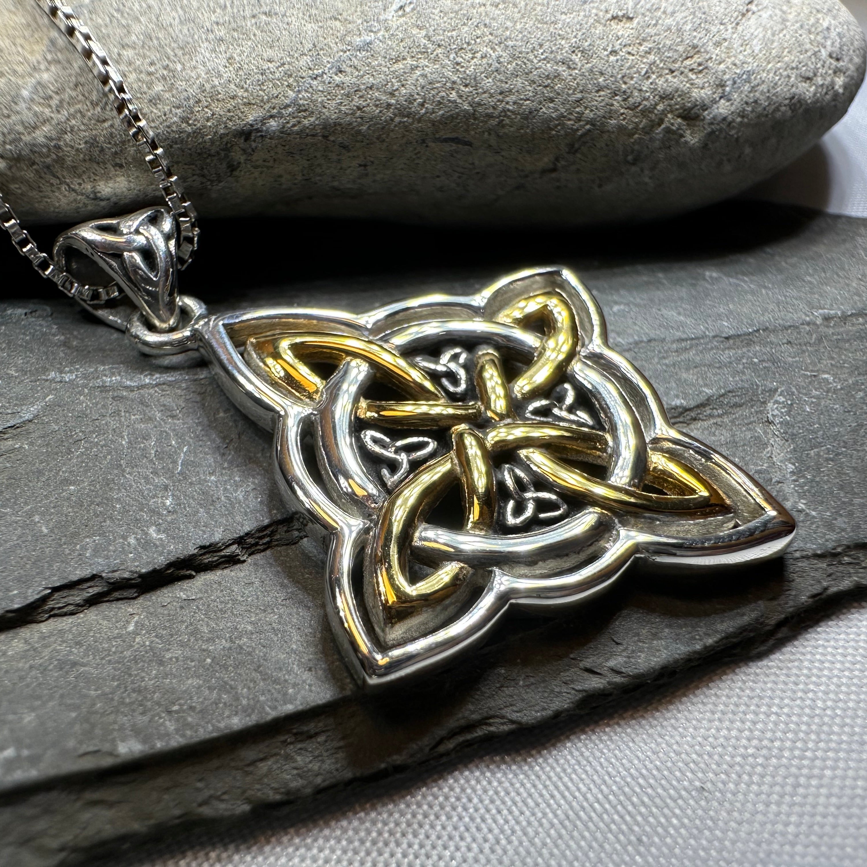 Classic Quaternary Knot Necklace in Sterling Silver