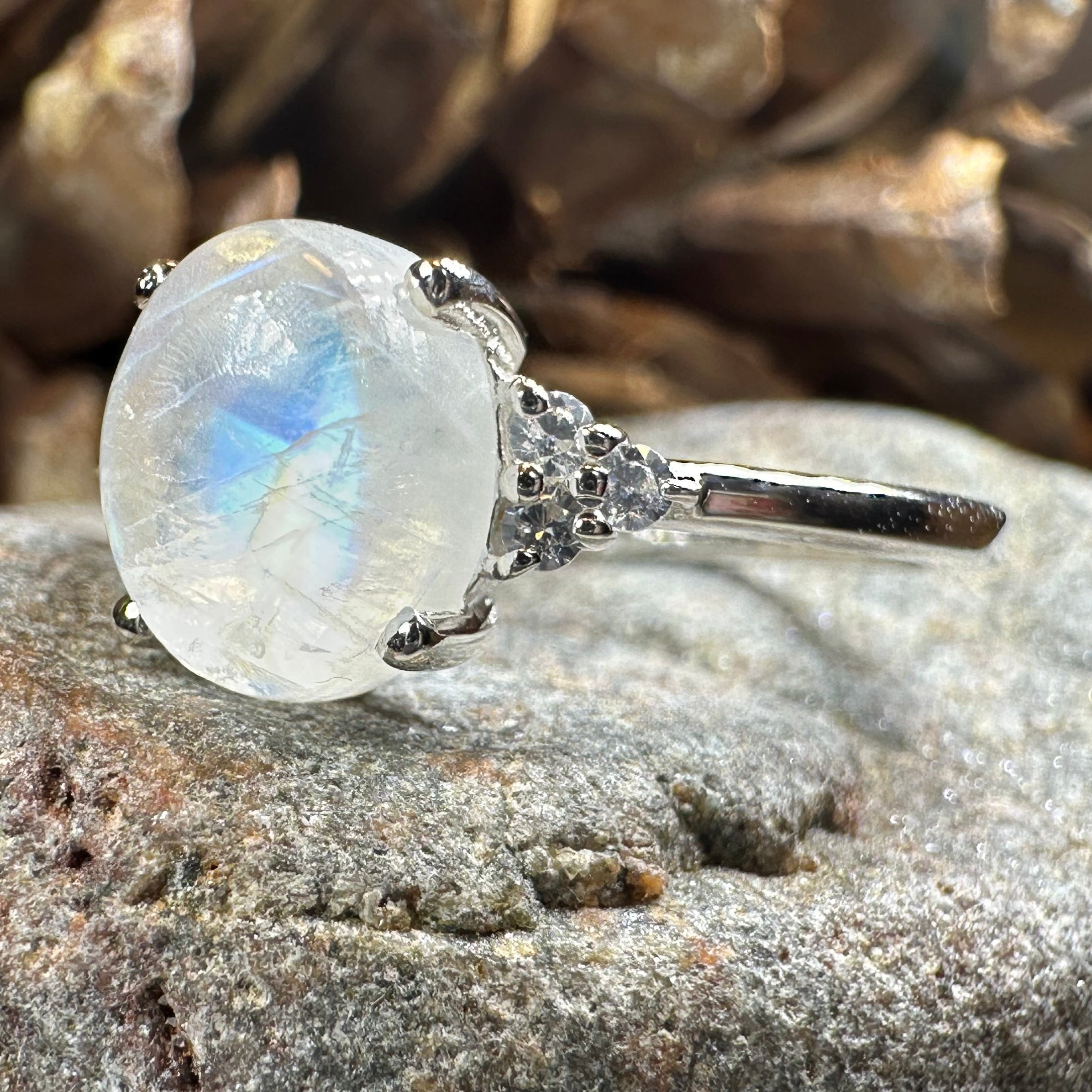 Winter Dawn Moonstone Ring in Sterling Silver