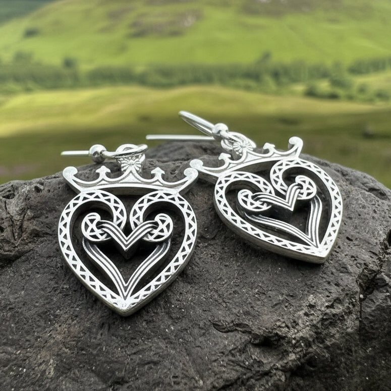 Lady of Skye Scottish Luckenbooth Earrings in Sterling Silver