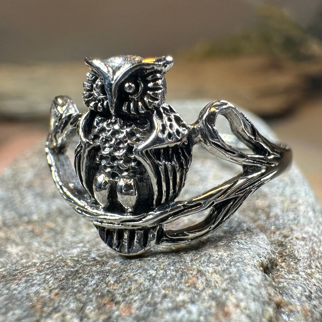 Hollie Owl Ring in Sterling Silver