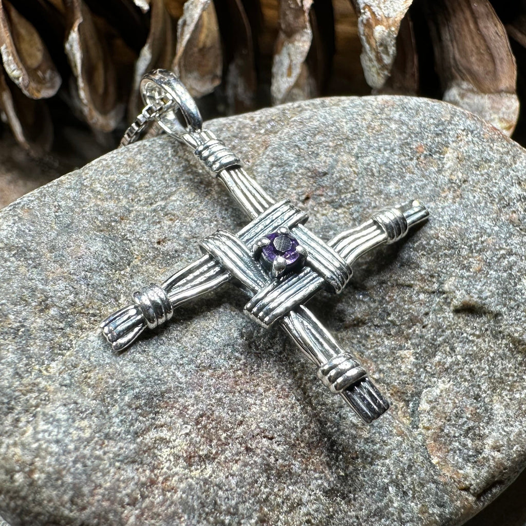 Springtime Irish Saint Brigid's Cross Necklace in Sterling Silver