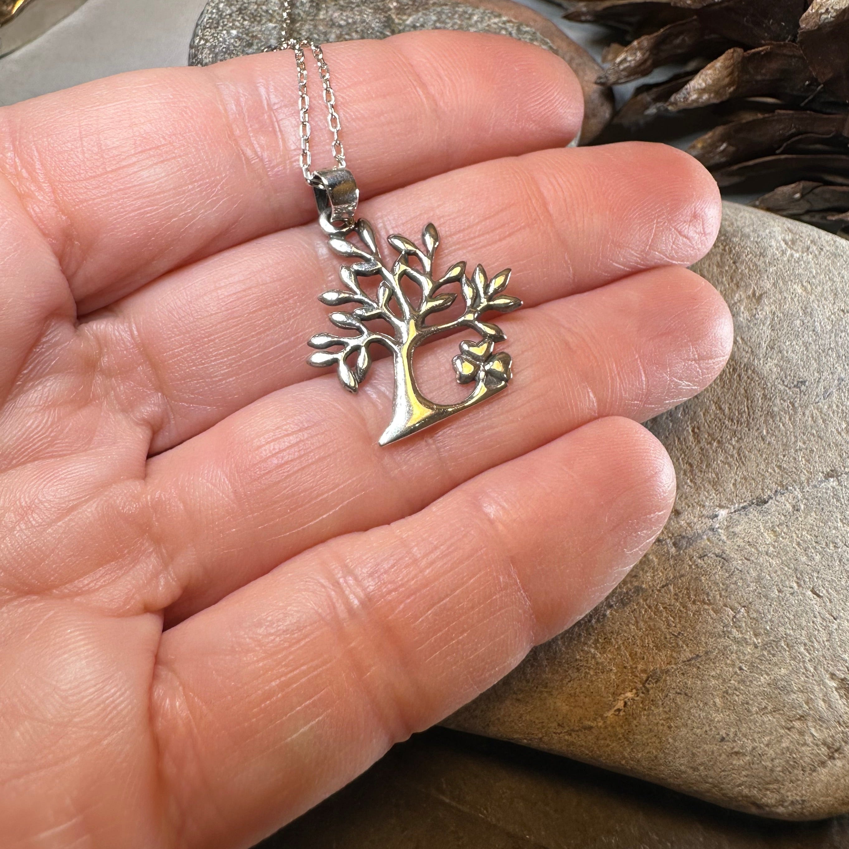 Elsa Tree of Life Shamrock Necklace in Sterling Silver