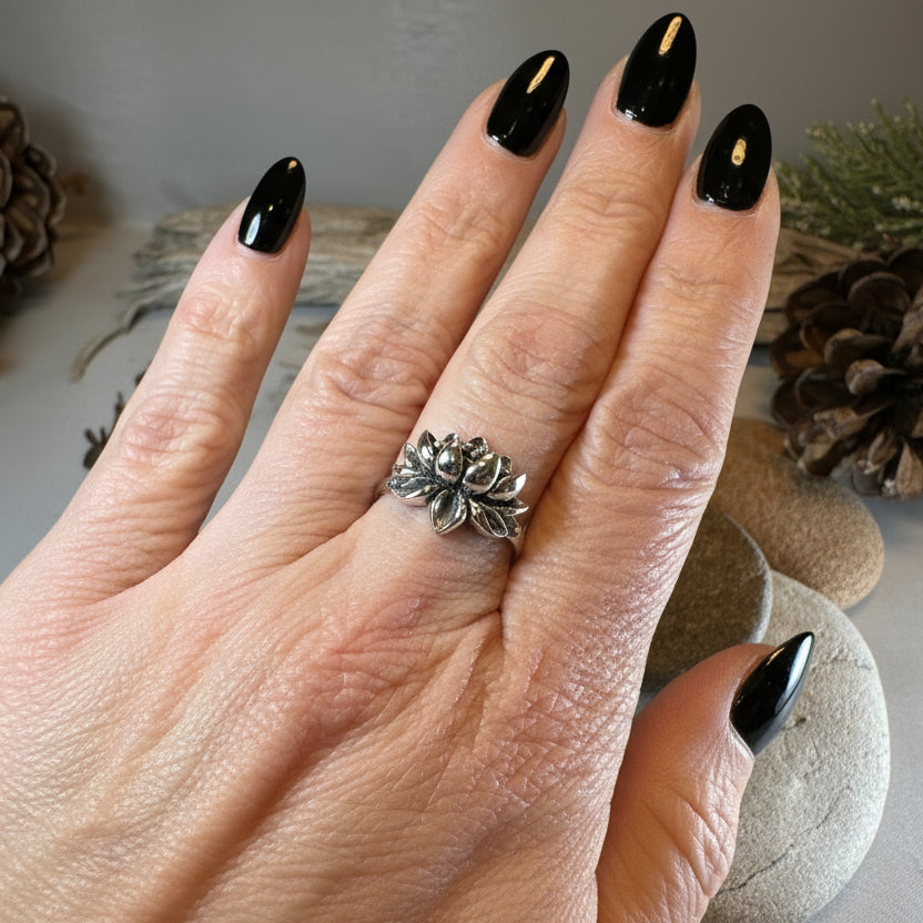 First Bloom Lotus Ring in Sterling Silver