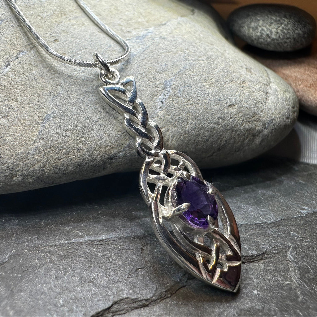 Georgina Celtic Knot Amethyst Necklace - Handmade in Scotland