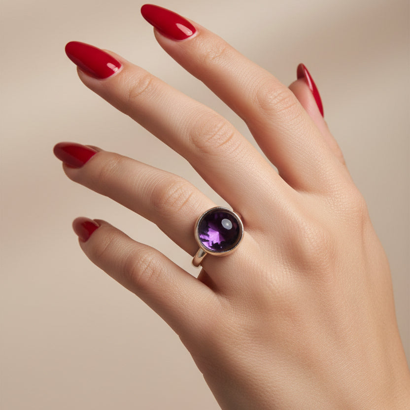 Dusky Dawn Amethyst Ring in Sterling Silver