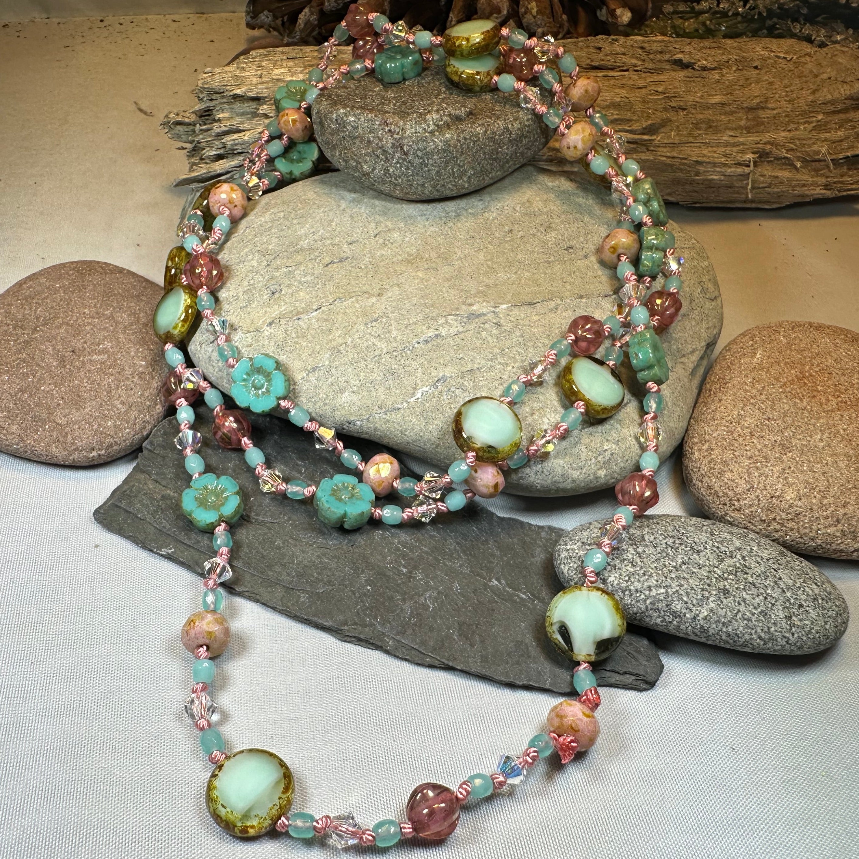 Pink Beach Blossom Long Necklace