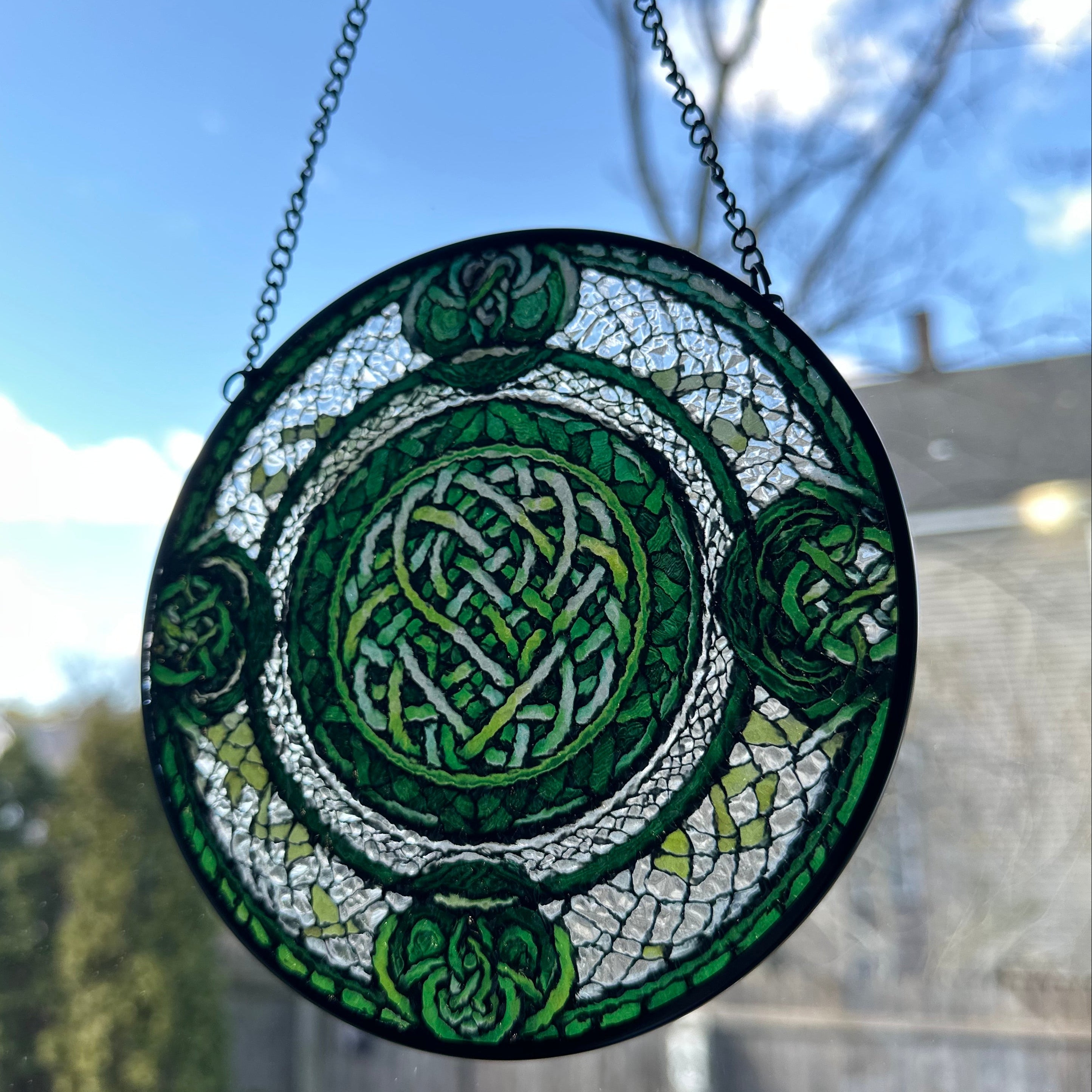 Emerald Green Celtic Knot Suncatcher