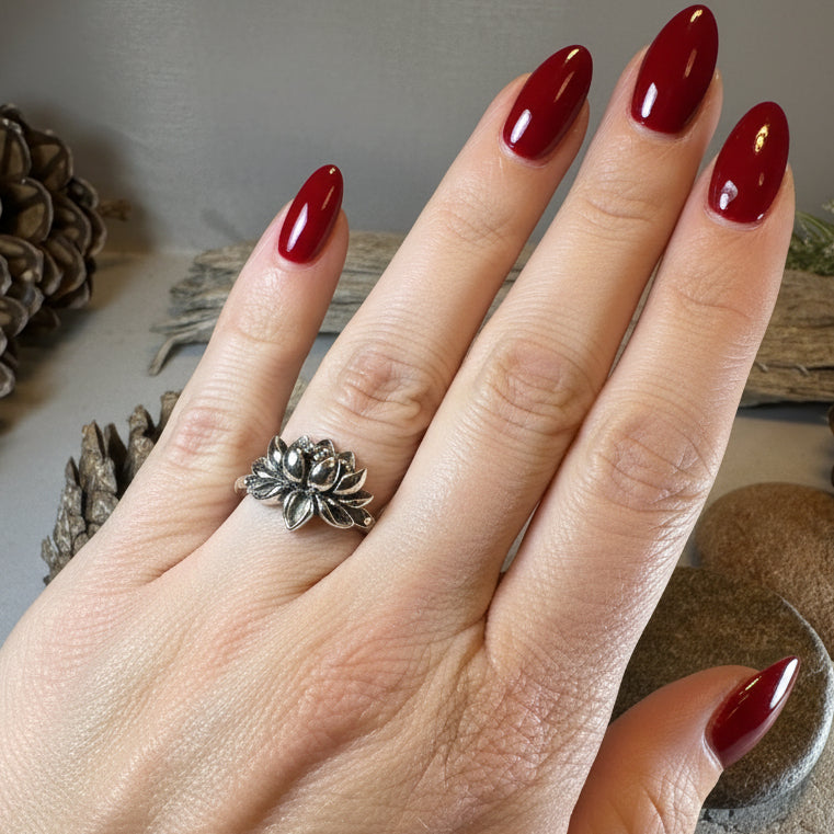 First Bloom Lotus Ring in Sterling Silver