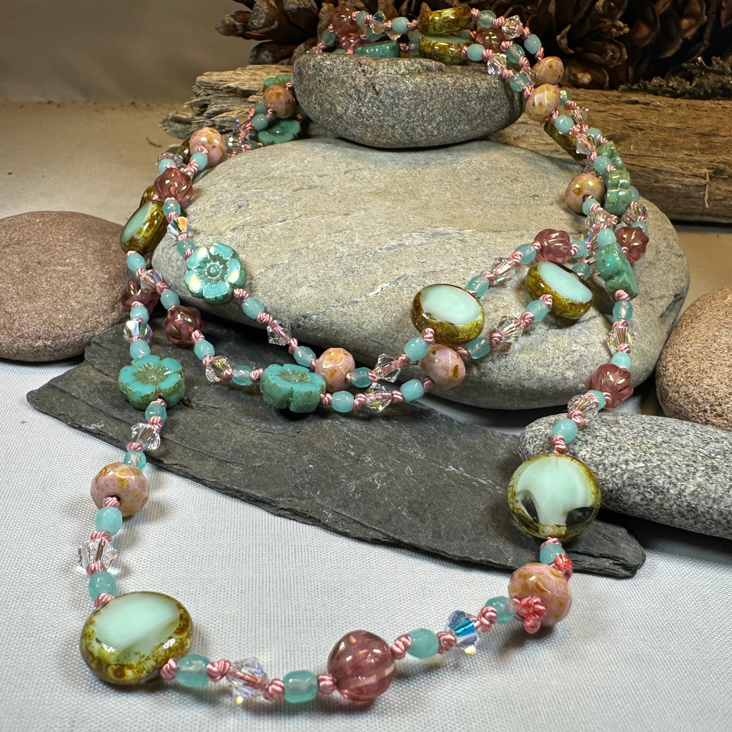 Pink Beach Blossom Long Necklace