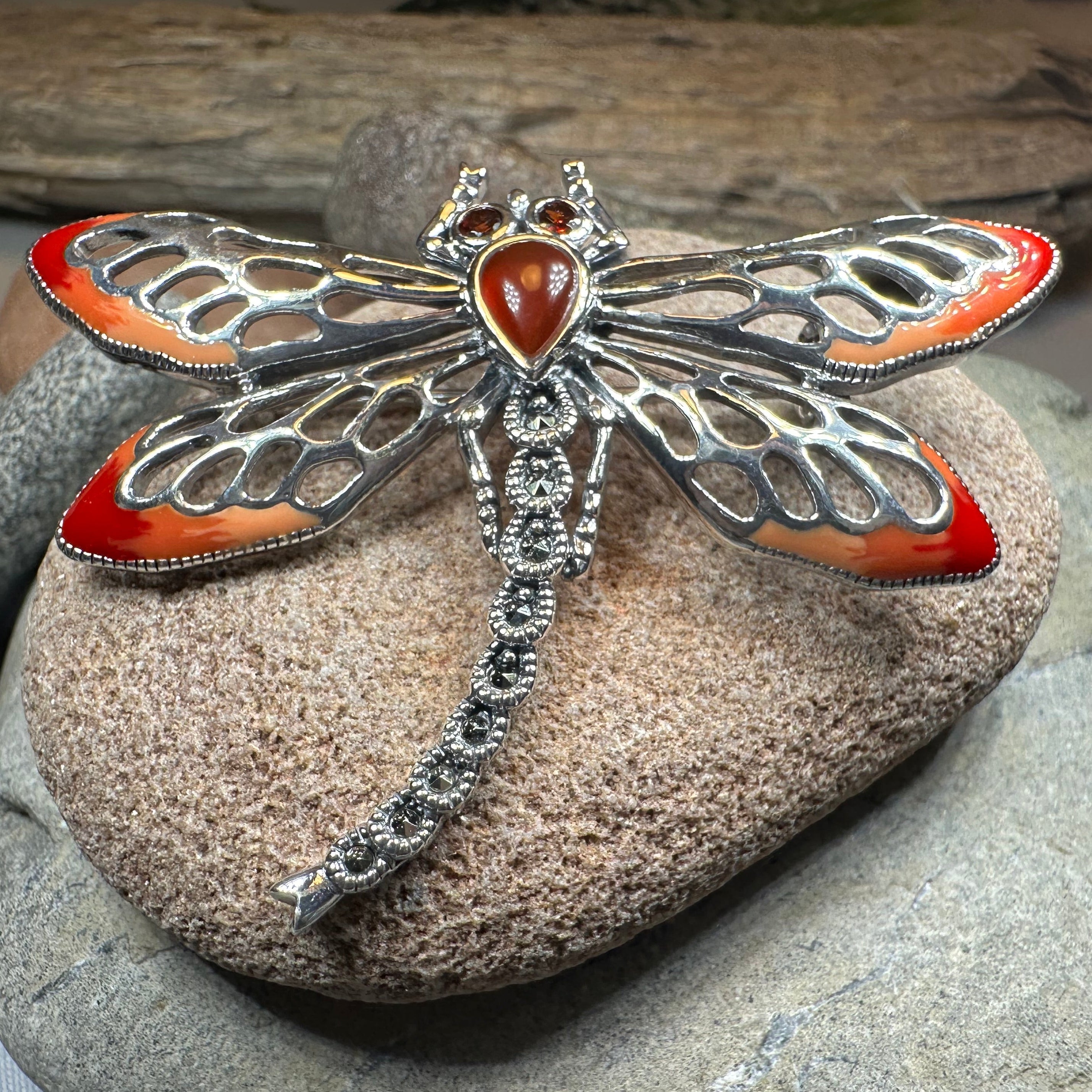 Damsel Dragonfly Marcasite Brooch