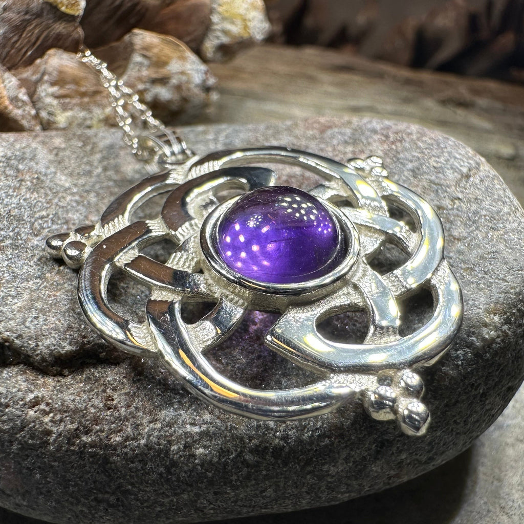 Kyrie Amethyst Celtic Knot Necklace - Handmade in Scotland