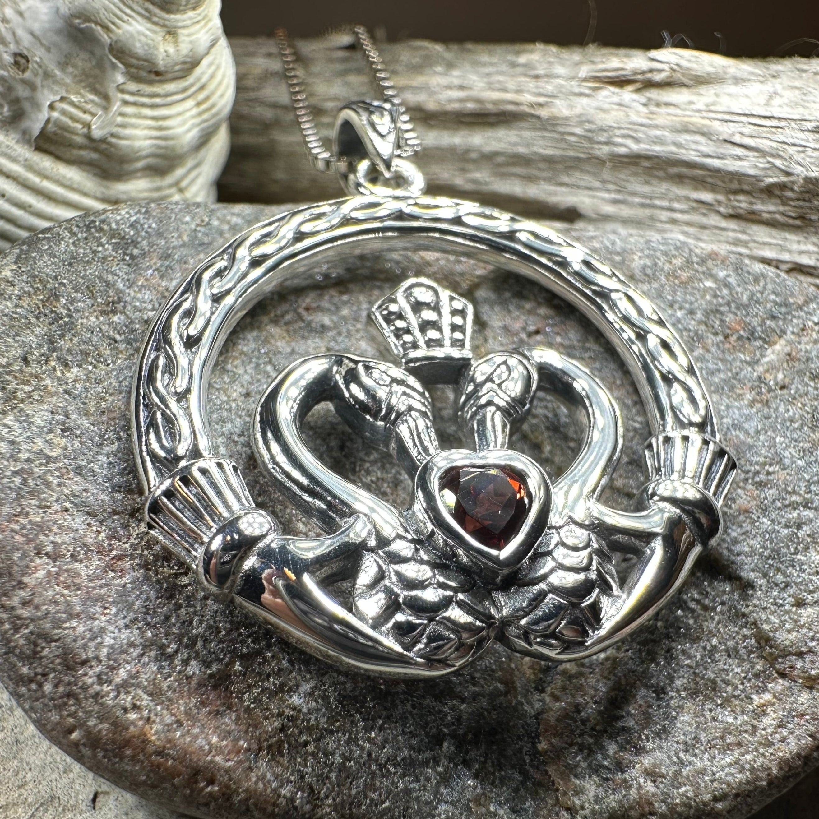 Celtic Swan Claddagh Necklace in Sterling Silver