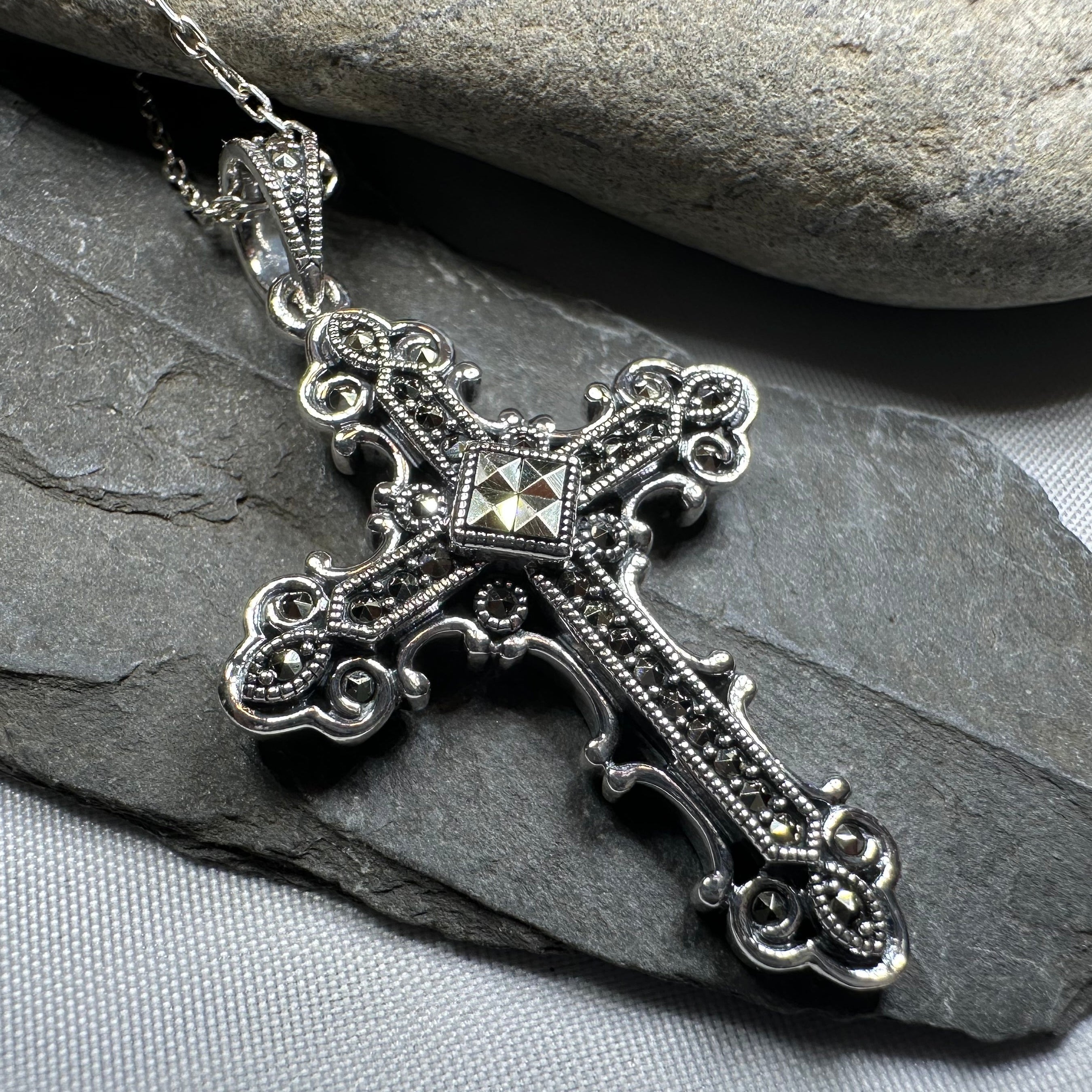 Jehanne Marcasite Cross Necklace