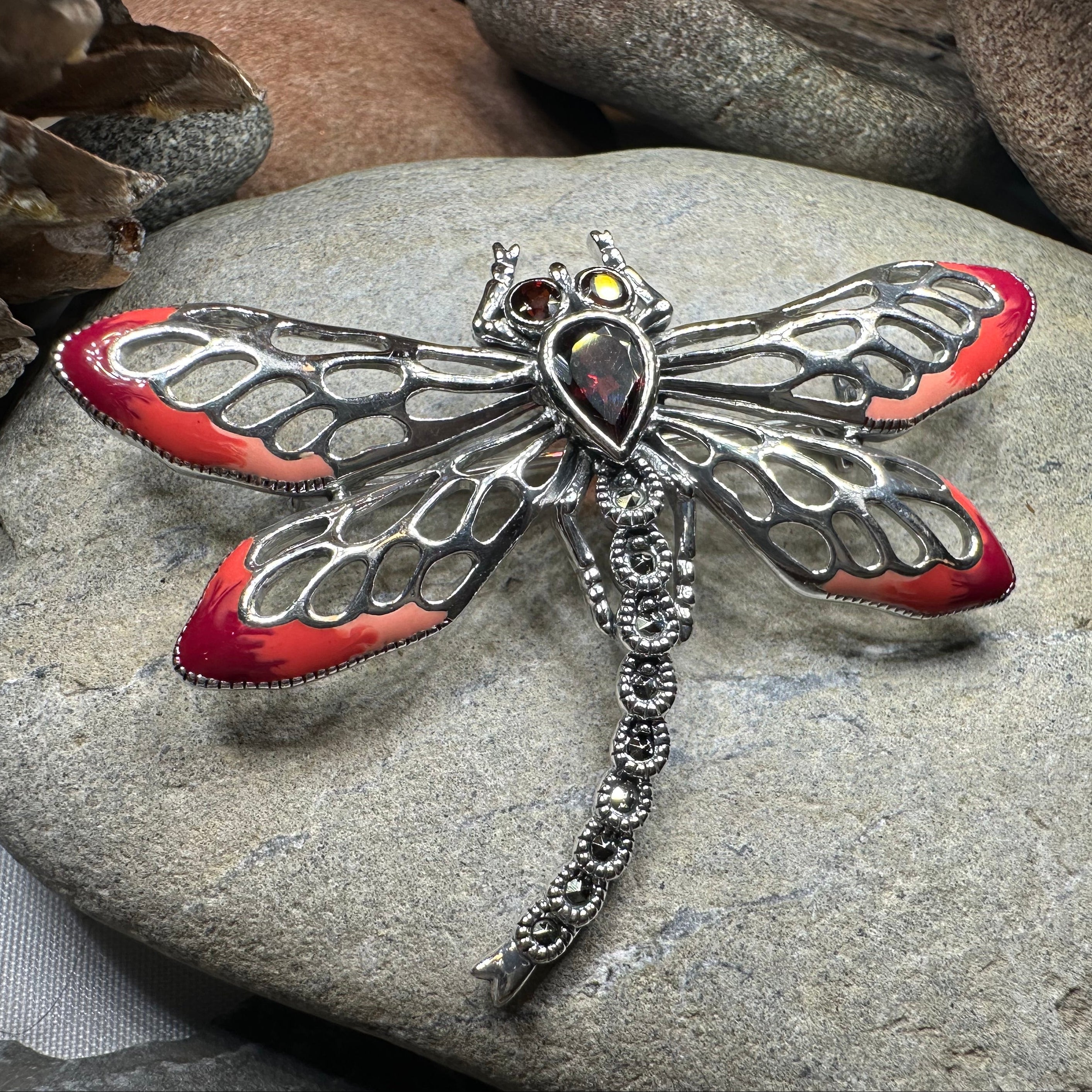 Damsel Dragonfly Marcasite Brooch