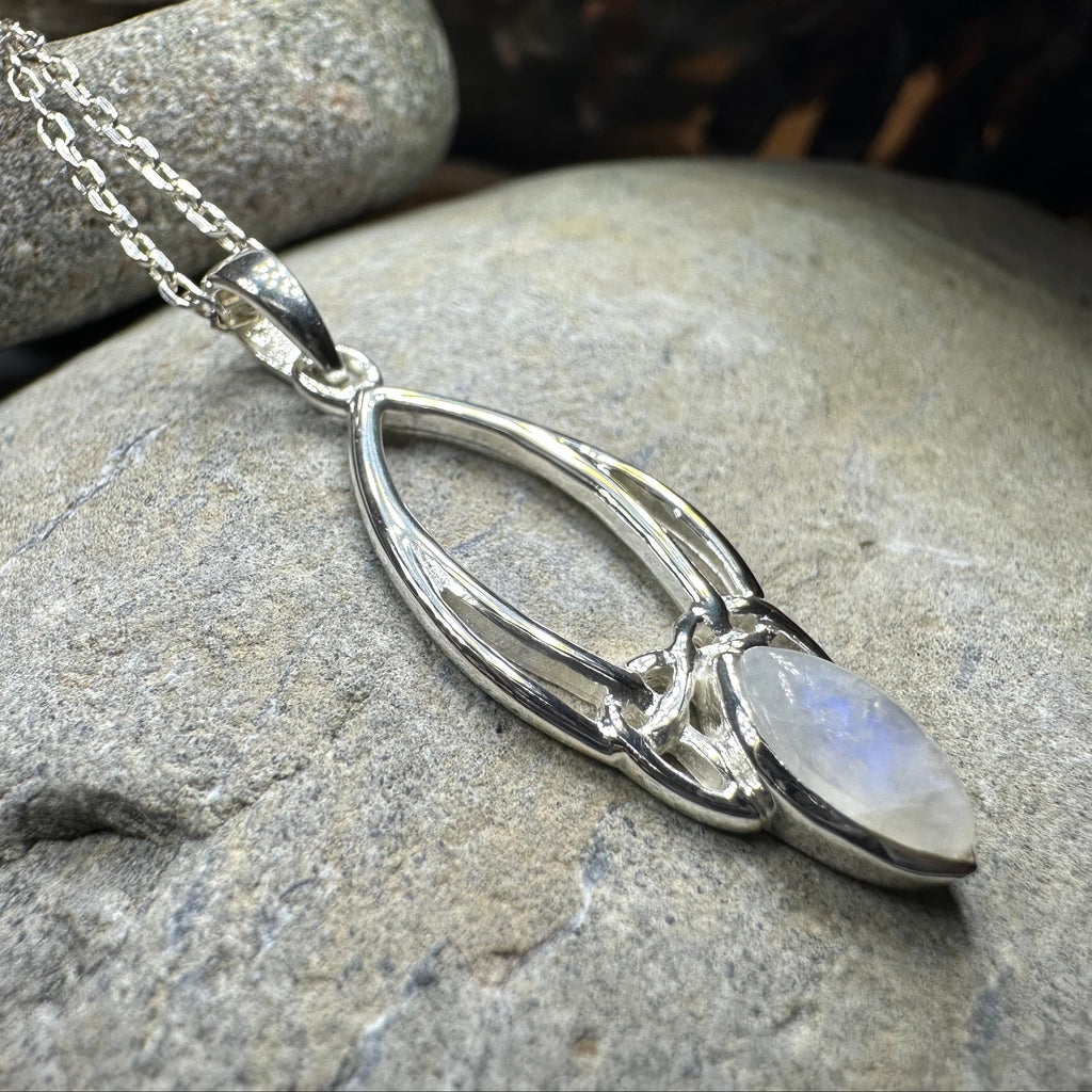 Elegant Moonstone Celtic Trinity Knot Necklace