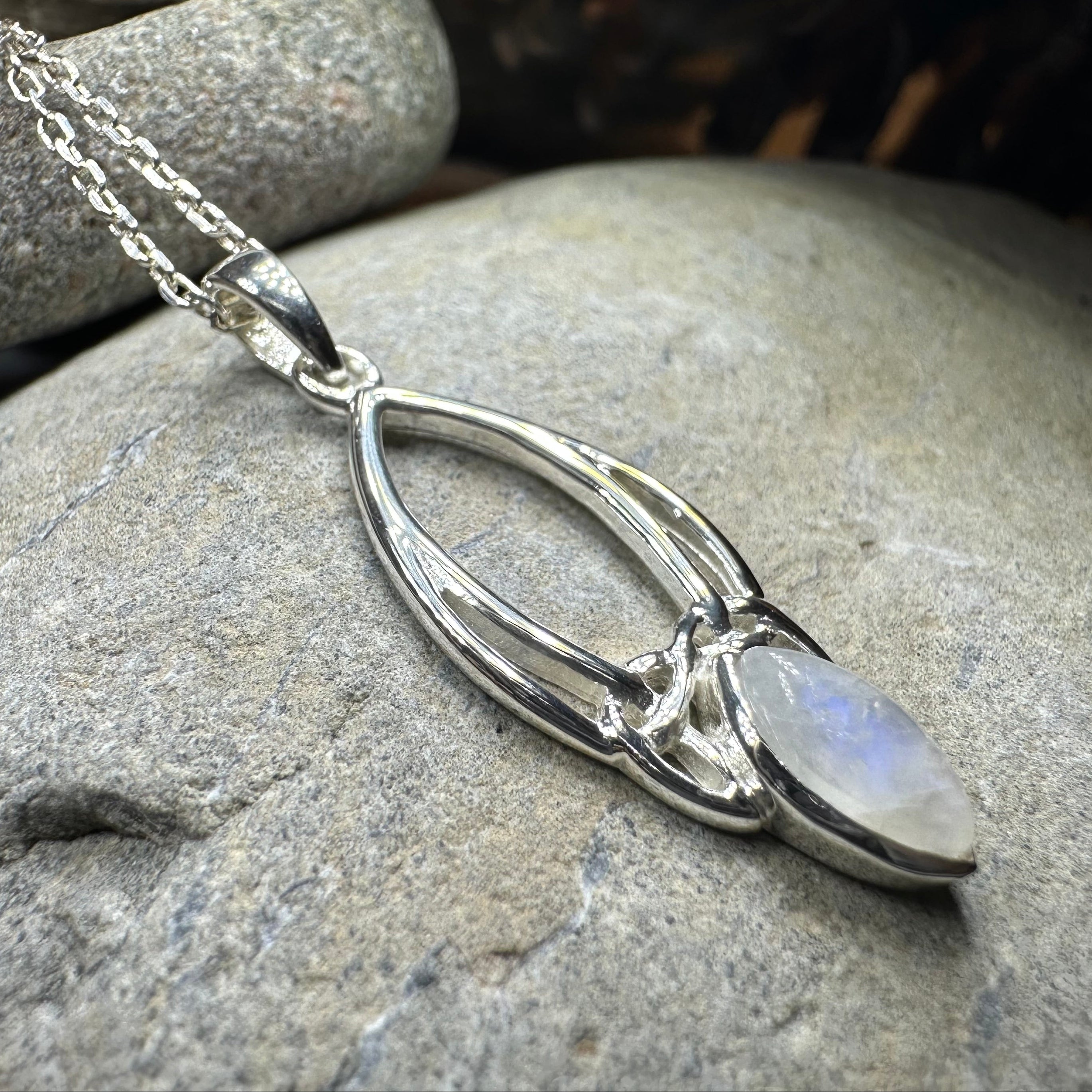 Elegant Moonstone Celtic Trinity Knot Necklace
