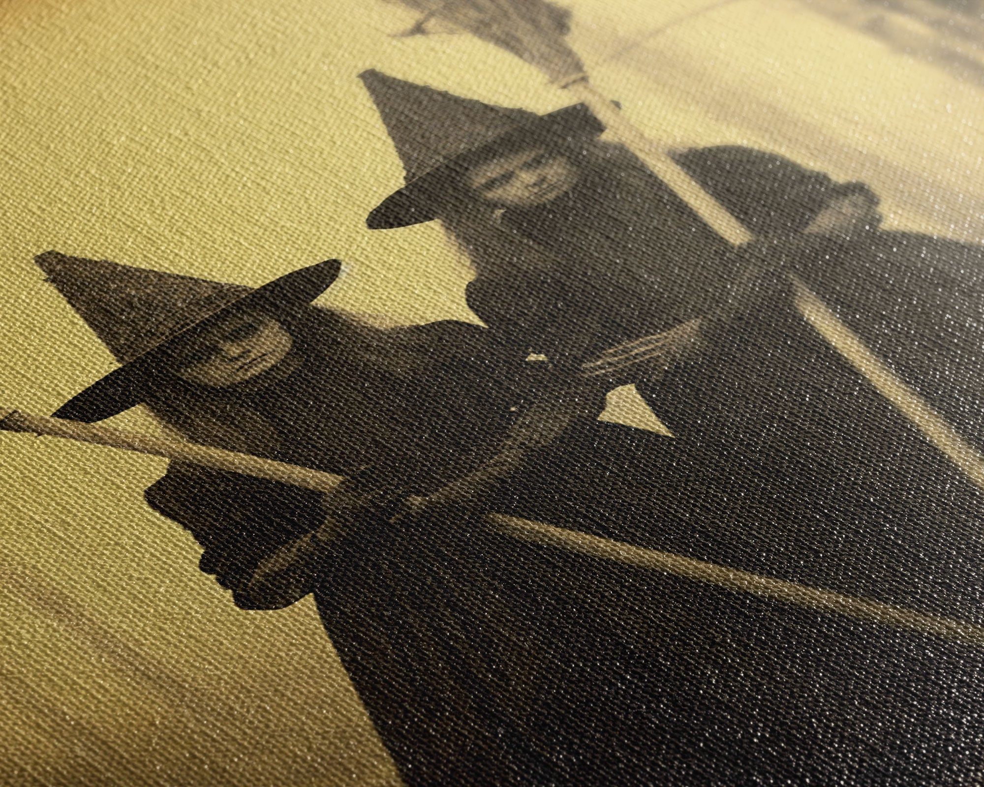 Cursed Art, Victorian Witches Daguerreotype, Framed Canvas Print, Vintage Tin Type Photography Style Wall Art, Cool Halloween Decor
