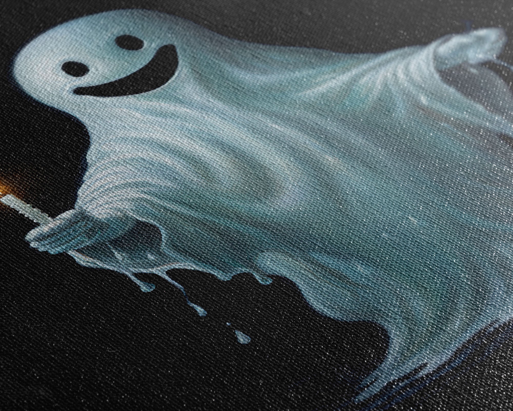 Silly Ghost Holding a Candle, Vintage Canvas Print, Canvas Art, Dark Academia, Haunting Ghost, Halloween Decor, Halloween Wall Art