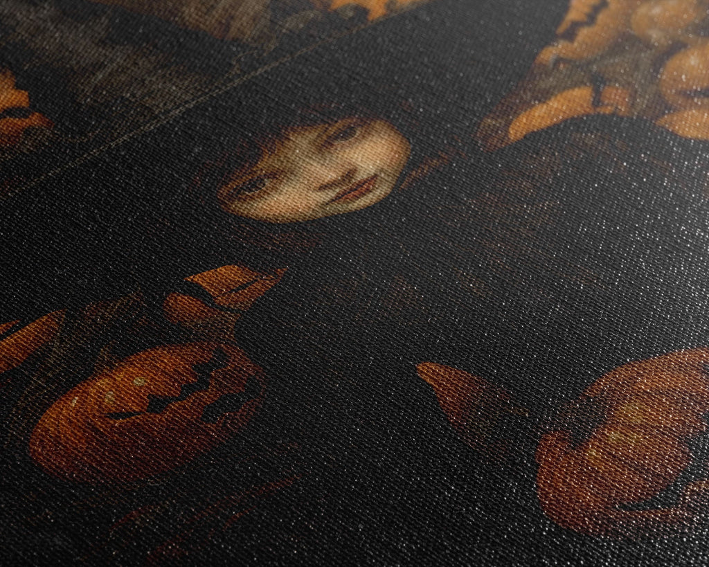 Gothic Witch Art, Framed Halloween Canvas, Canvas Print, Spooky Halloween Wall Art, Halloween Decoration, Witchy Decor Pumpkin Patch Witch