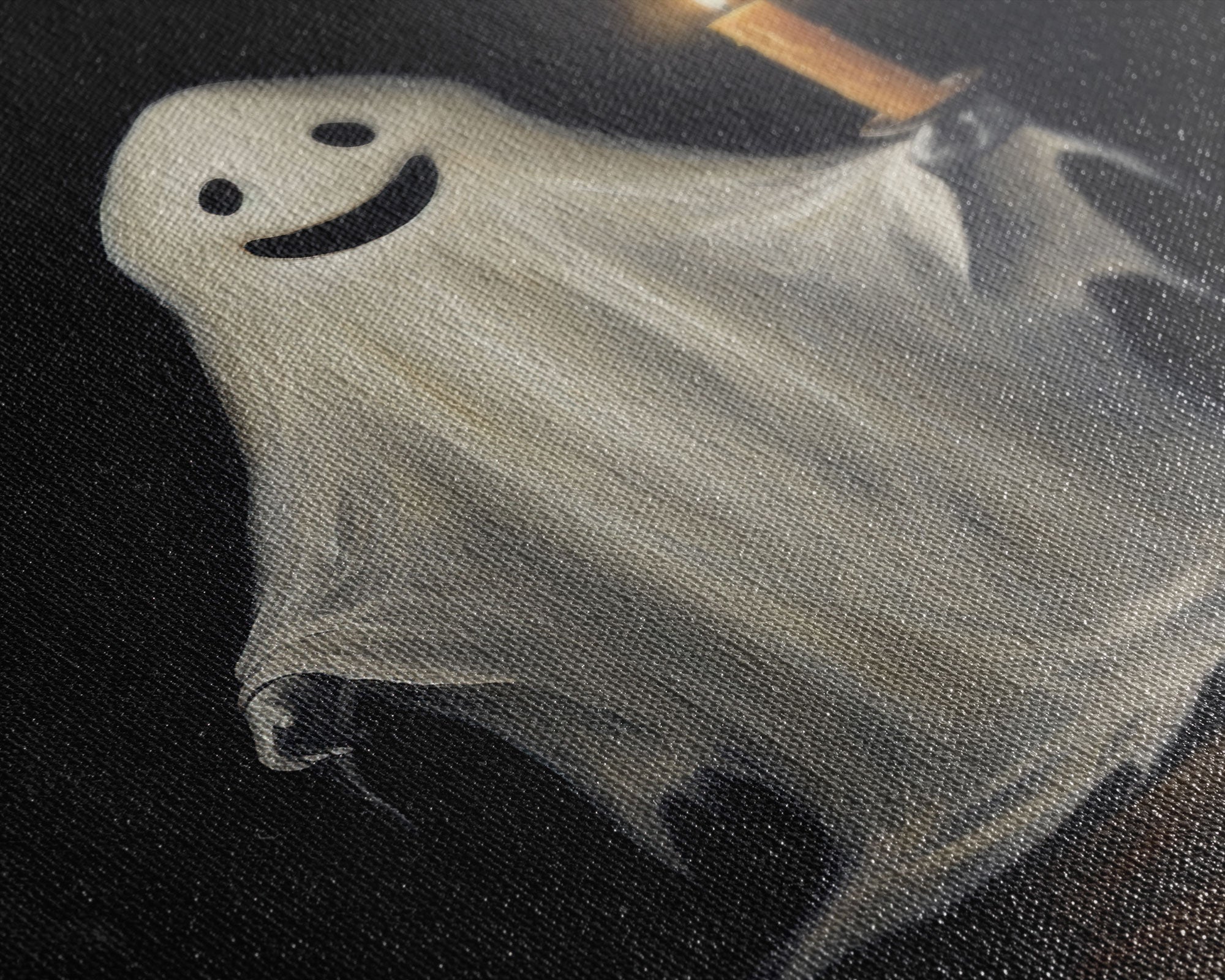 Silly Halloween Ghost Holding a Candle, Vintage Canvas Print, Canvas Art, Dark Academia, Haunting Ghost, Halloween Decor, Halloween Art