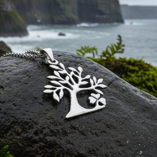 Elsa Tree of Life Shamrock Necklace in Sterling Silver