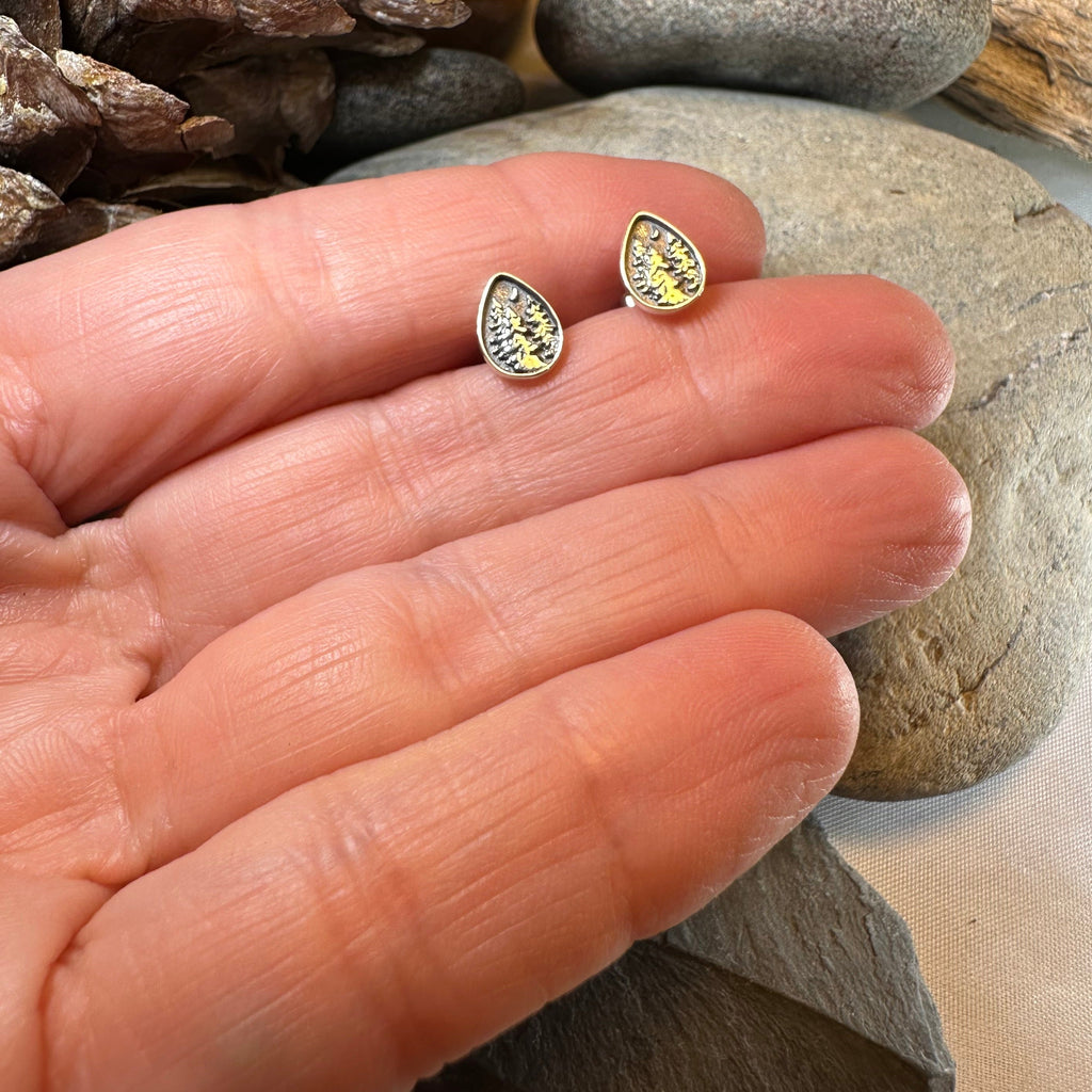 Deep Forest Pine Tree Stud Earrings