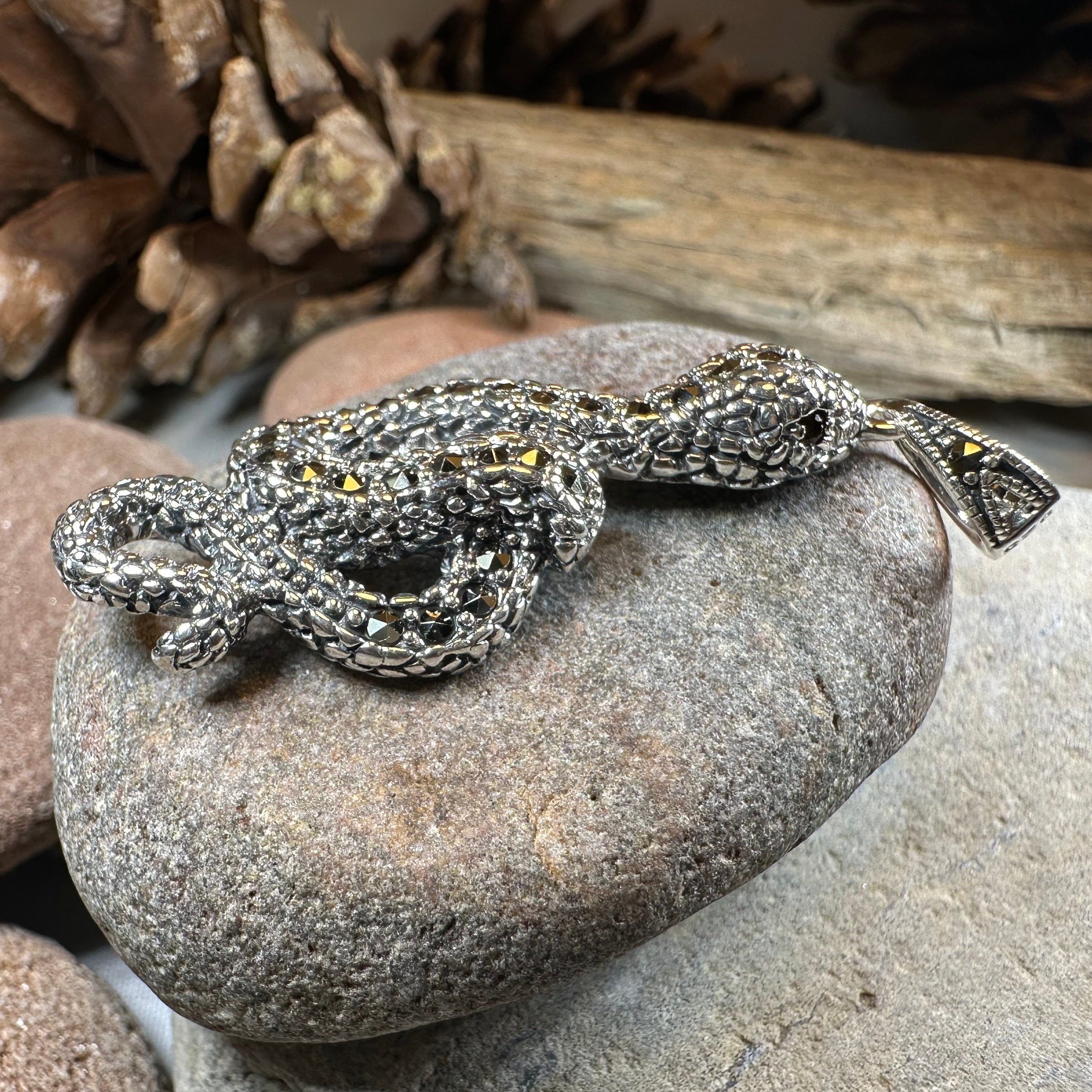 Calantha Marcasite Snake Necklace in Sterling Silver
