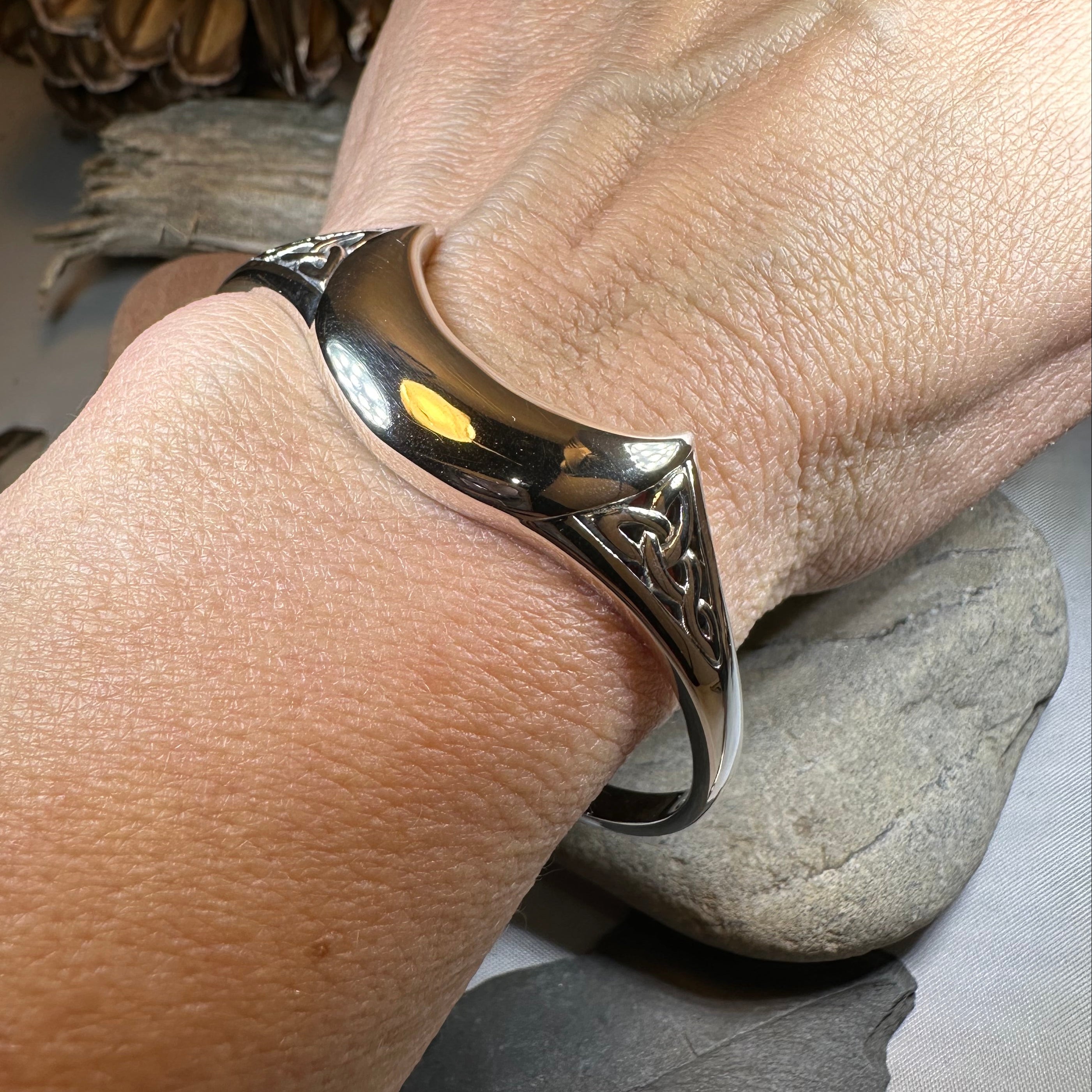Lucina Celtic Moon Cuff Bracelet in Sterling Silver