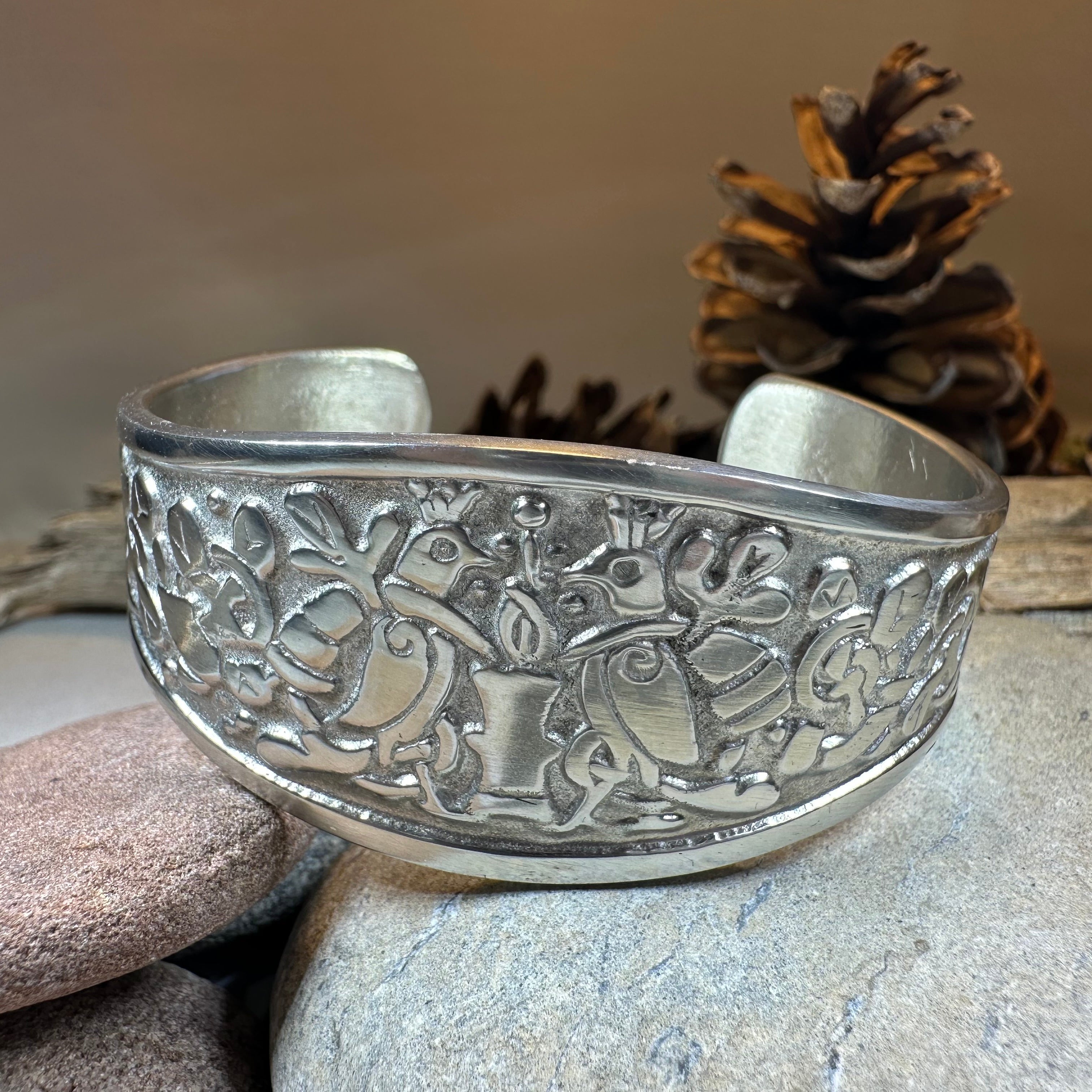 Celtic Love Birds Cuff Bracelet - Handmade in Scotland