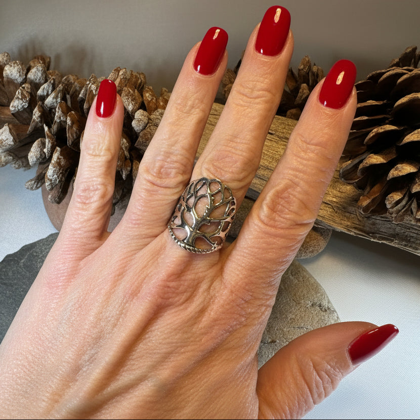 Áedh Celtic Tree of Life Ring in Sterling Silver