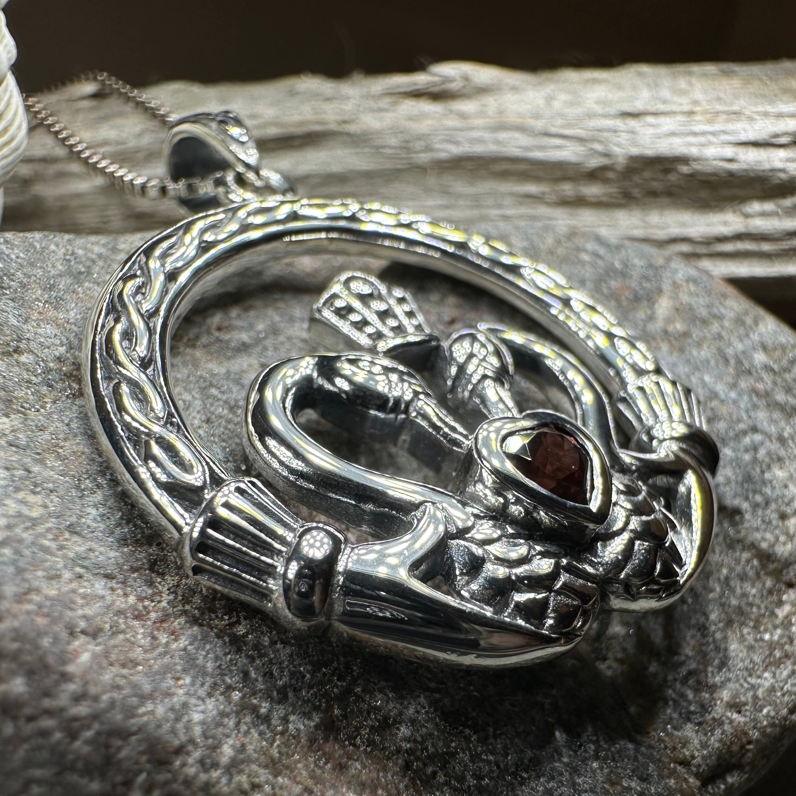 Celtic Swan Claddagh Necklace in Sterling Silver