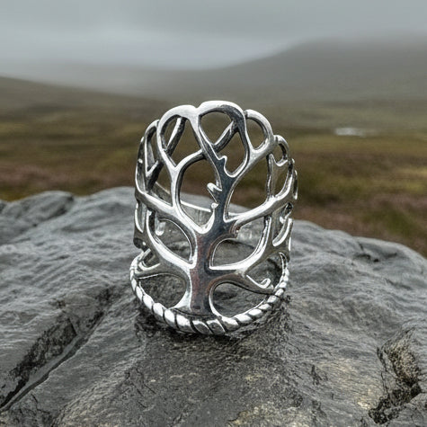 Áedh Celtic Tree of Life Ring in Sterling Silver