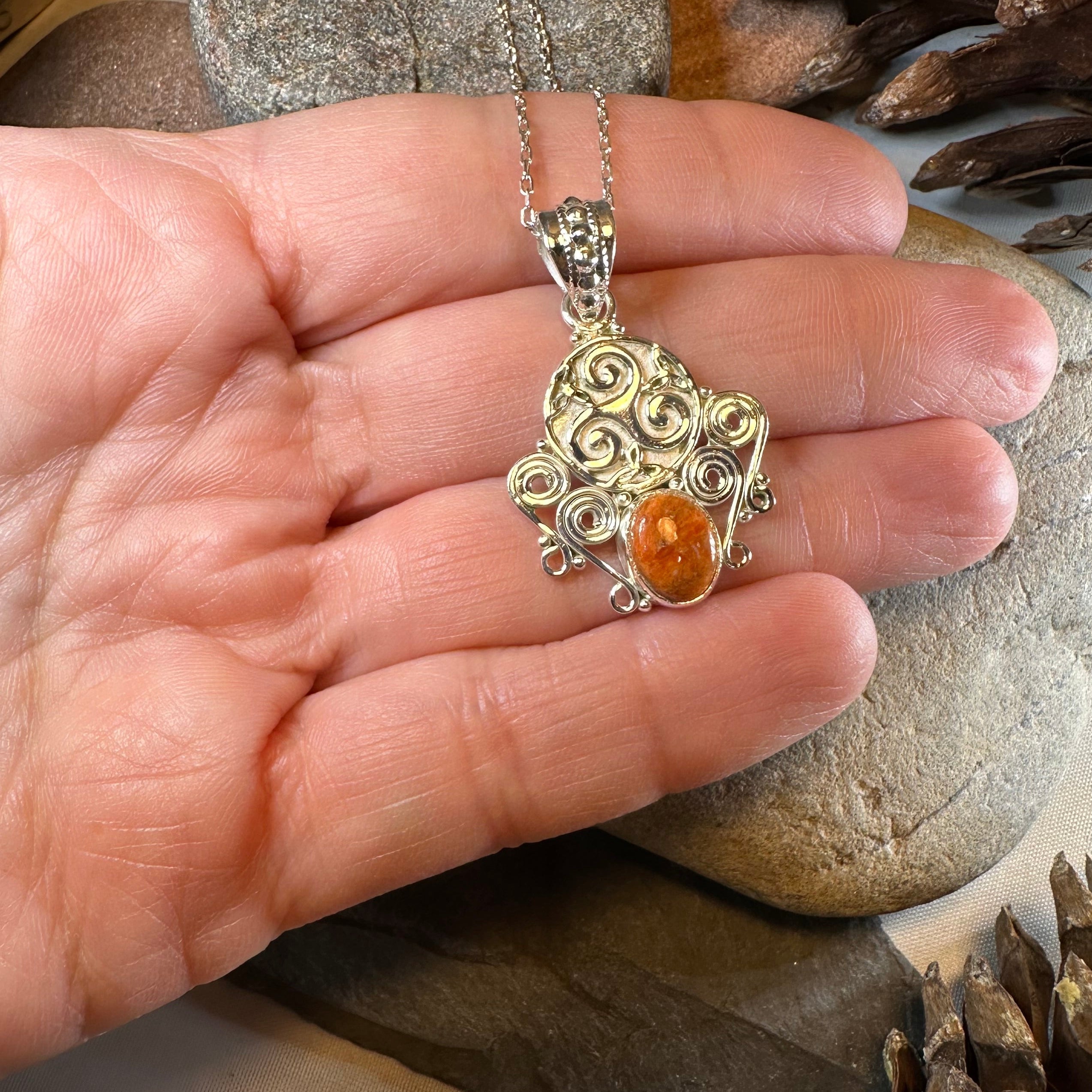 Lyria Celtic Triple Spiral Necklace in Sterling Silver