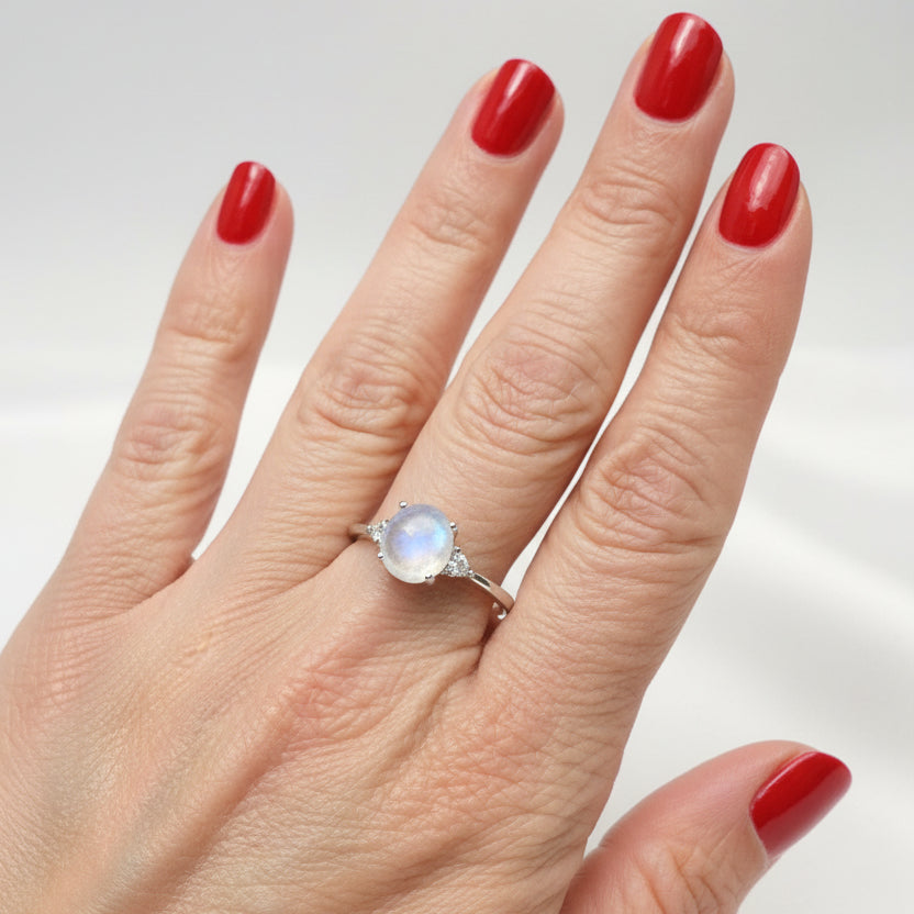 Winter Dawn Moonstone Ring in Sterling Silver
