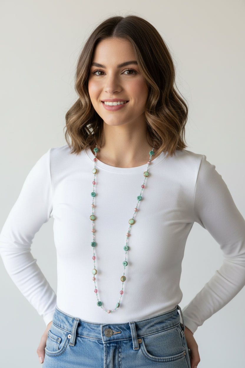 Pink Beach Blossom Long Necklace
