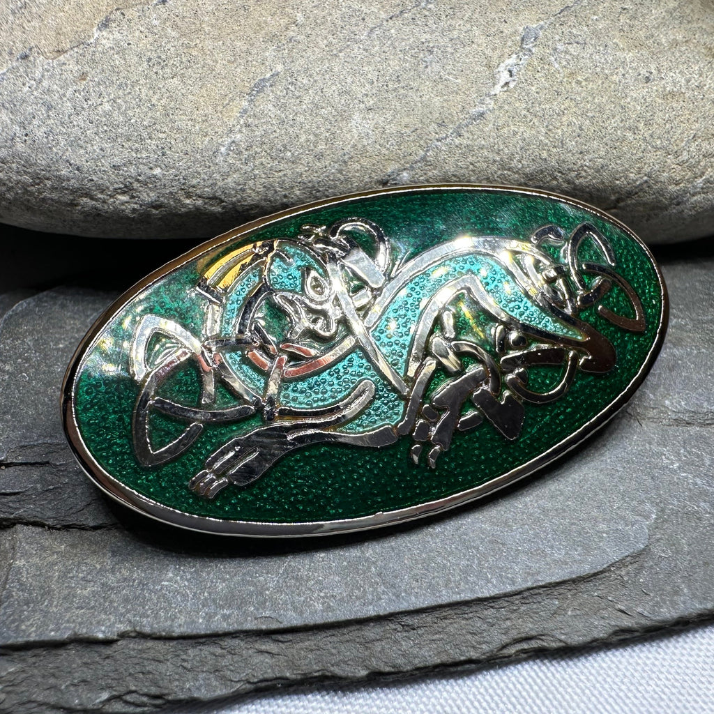 Enamel Celtic Dragon Pin — Mythic Jewelry