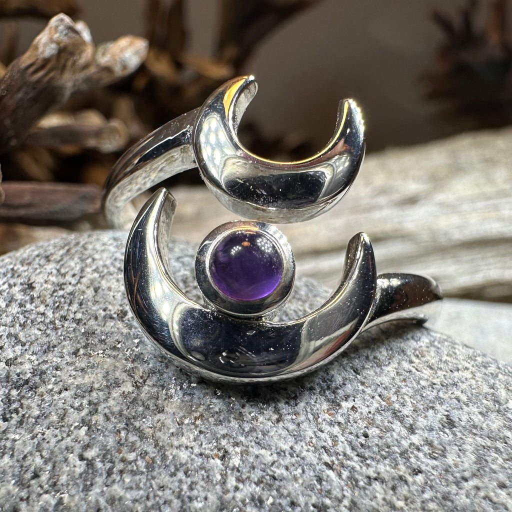 Double Crescent Moon Ring in Sterling Silver