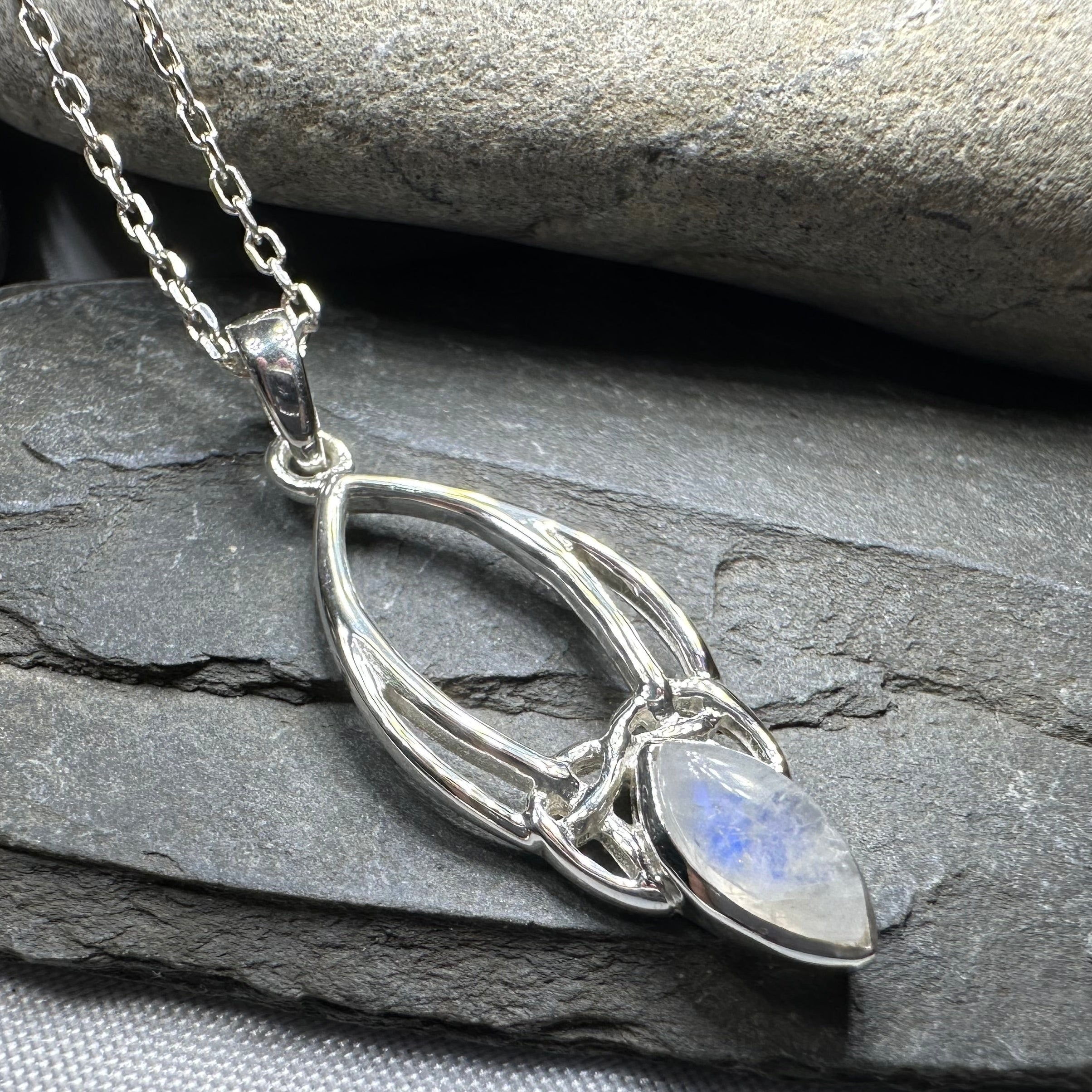 Elegant Moonstone Celtic Trinity Knot Necklace