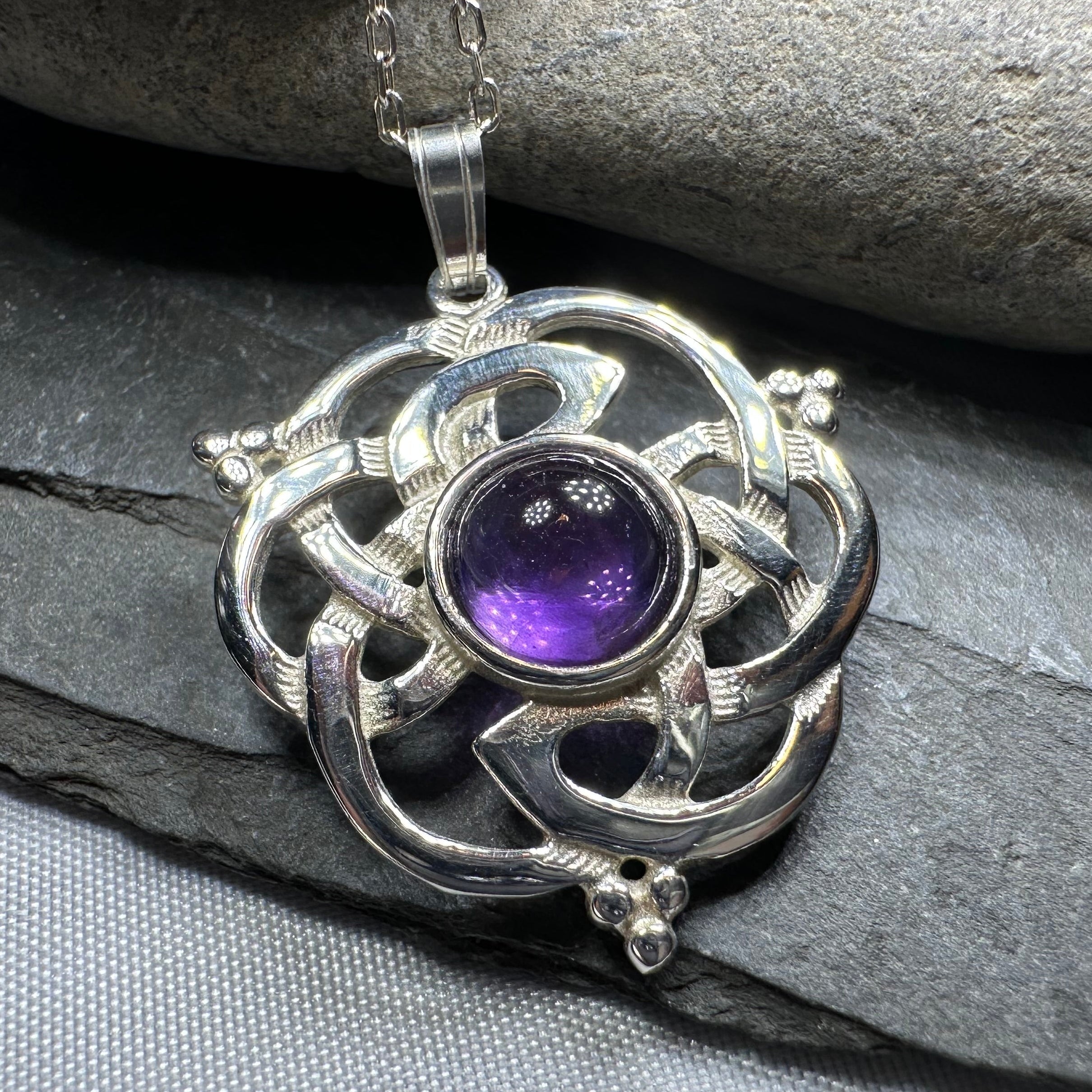 Kyrie Amethyst Celtic Knot Necklace - Handmade in Scotland