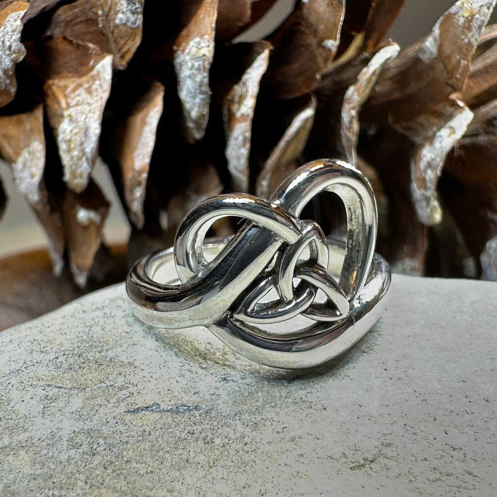 Celtic Trinity Knot Heart Ring in Sterling Silver