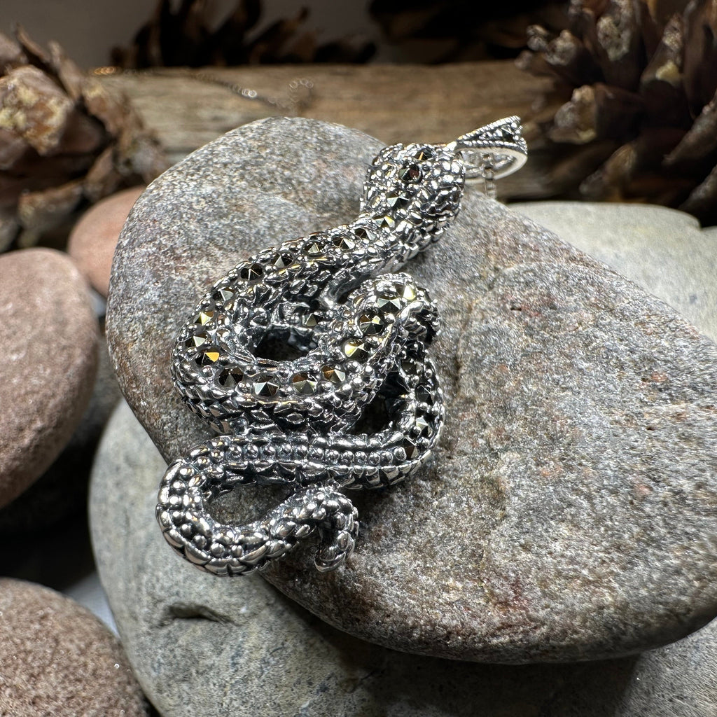 Calantha Marcasite Snake Necklace in Sterling Silver