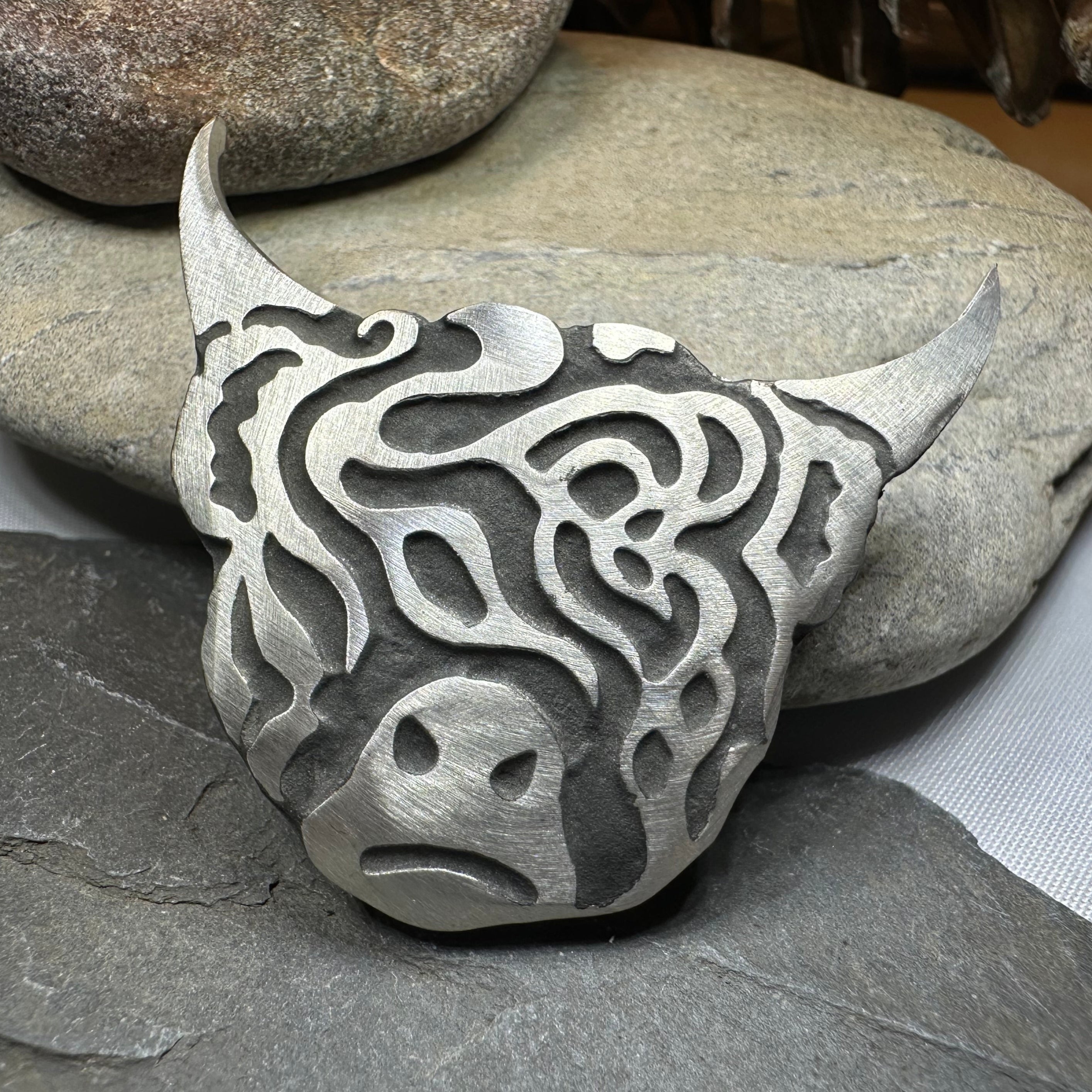 Celtic Highland Cow Brooch - Handmade in Scotland