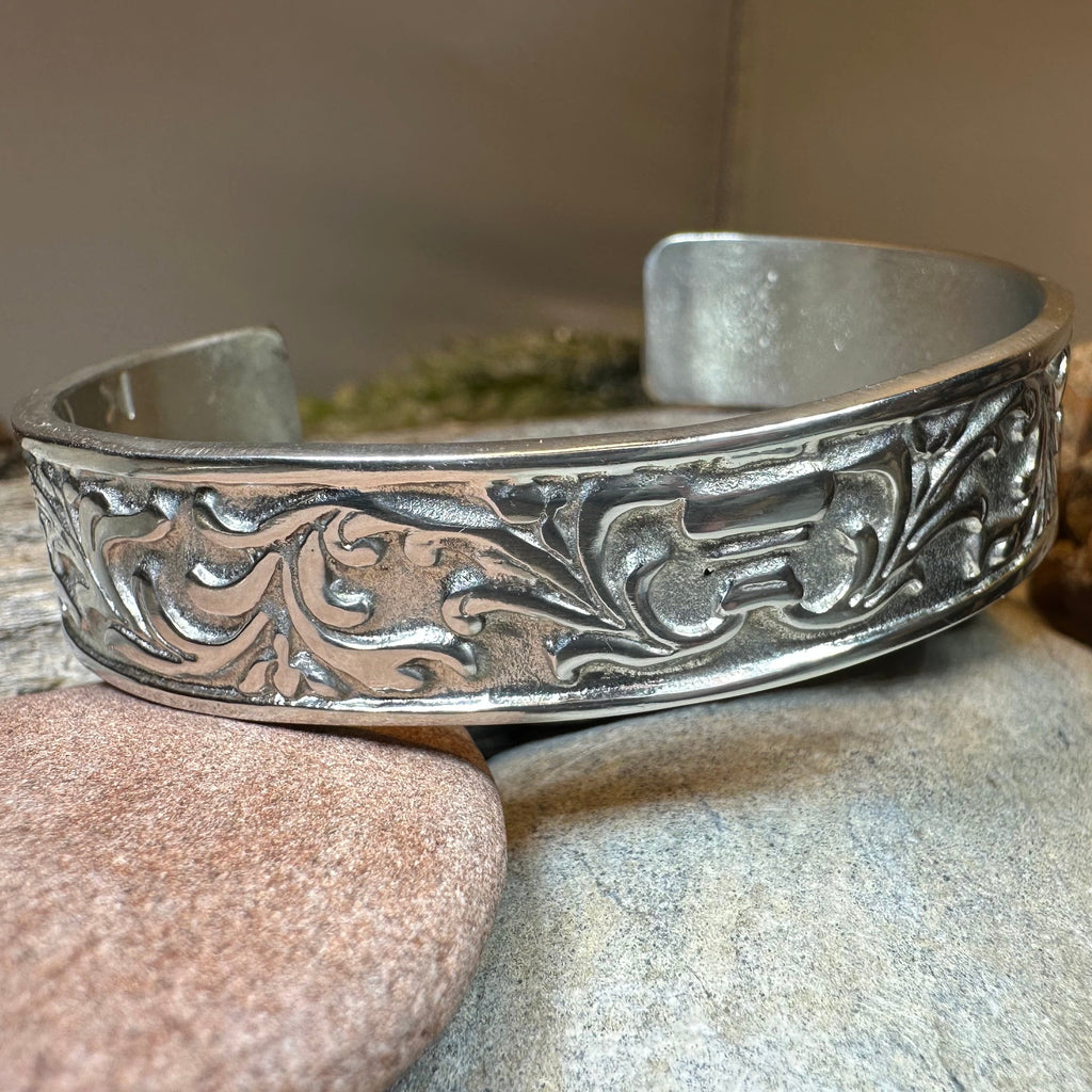 Baroque Pewter Cuff Bracelet - Handmade in Scotland