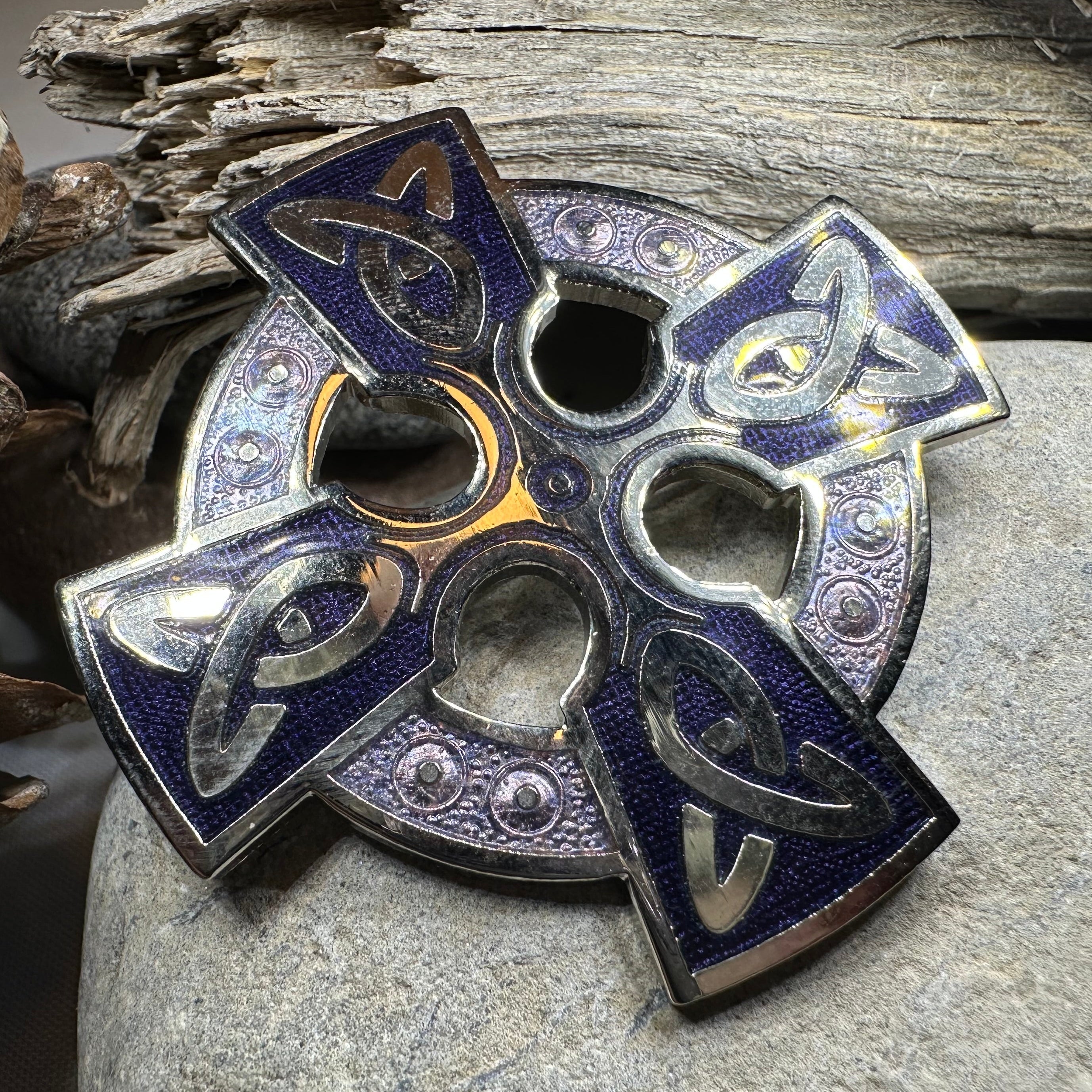 Enamel Celtic Cross Brooch
