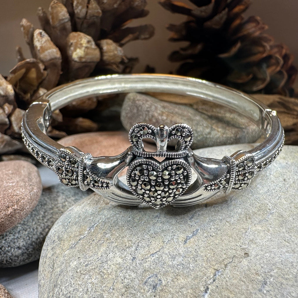 Galway Irish Claddagh Marcasite Bracelet in Sterling Silver