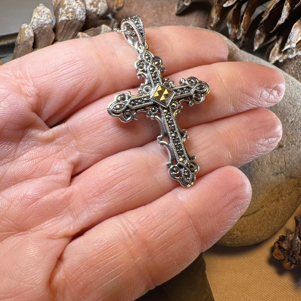 Jehanne Marcasite Cross Necklace
