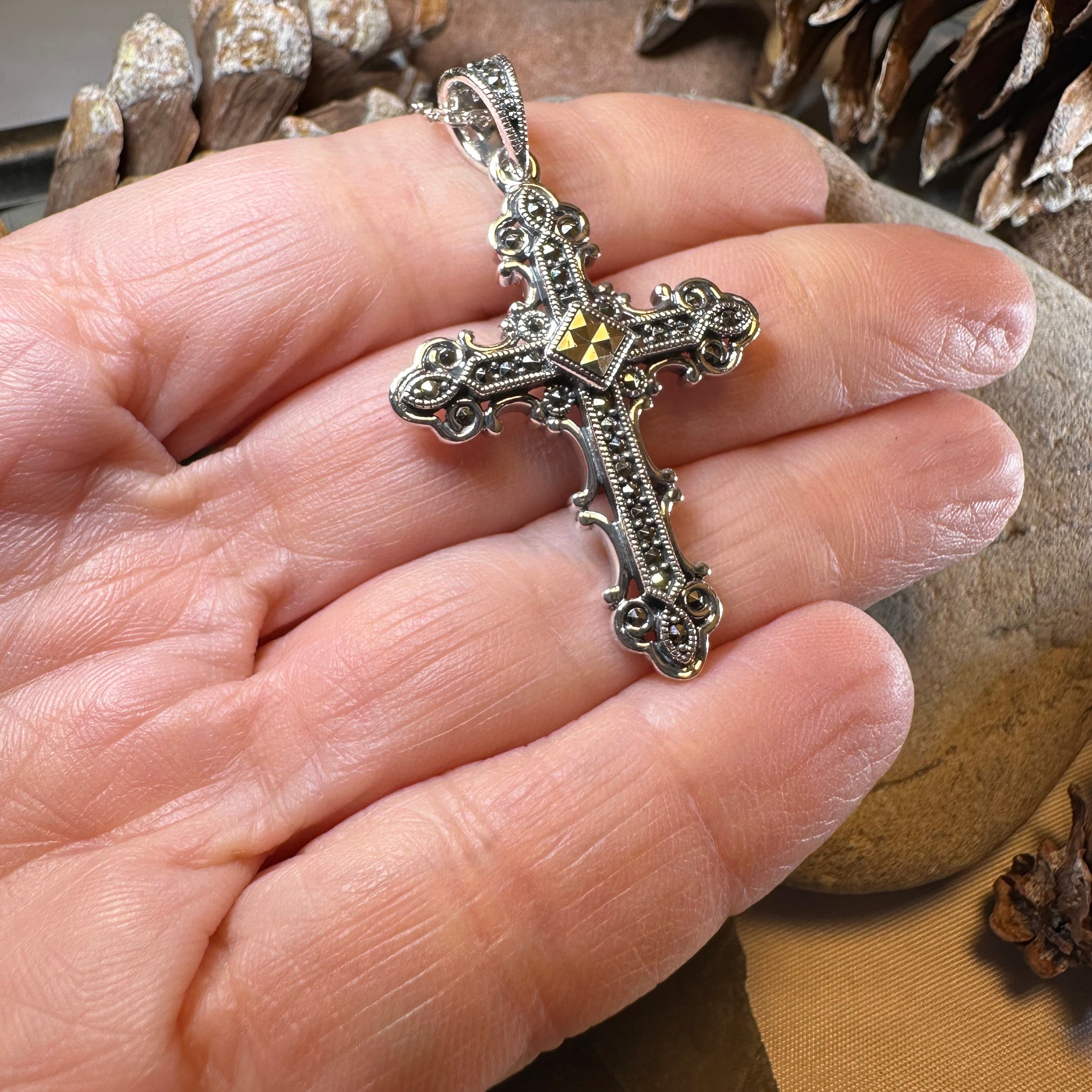 Jehanne Marcasite Cross Necklace