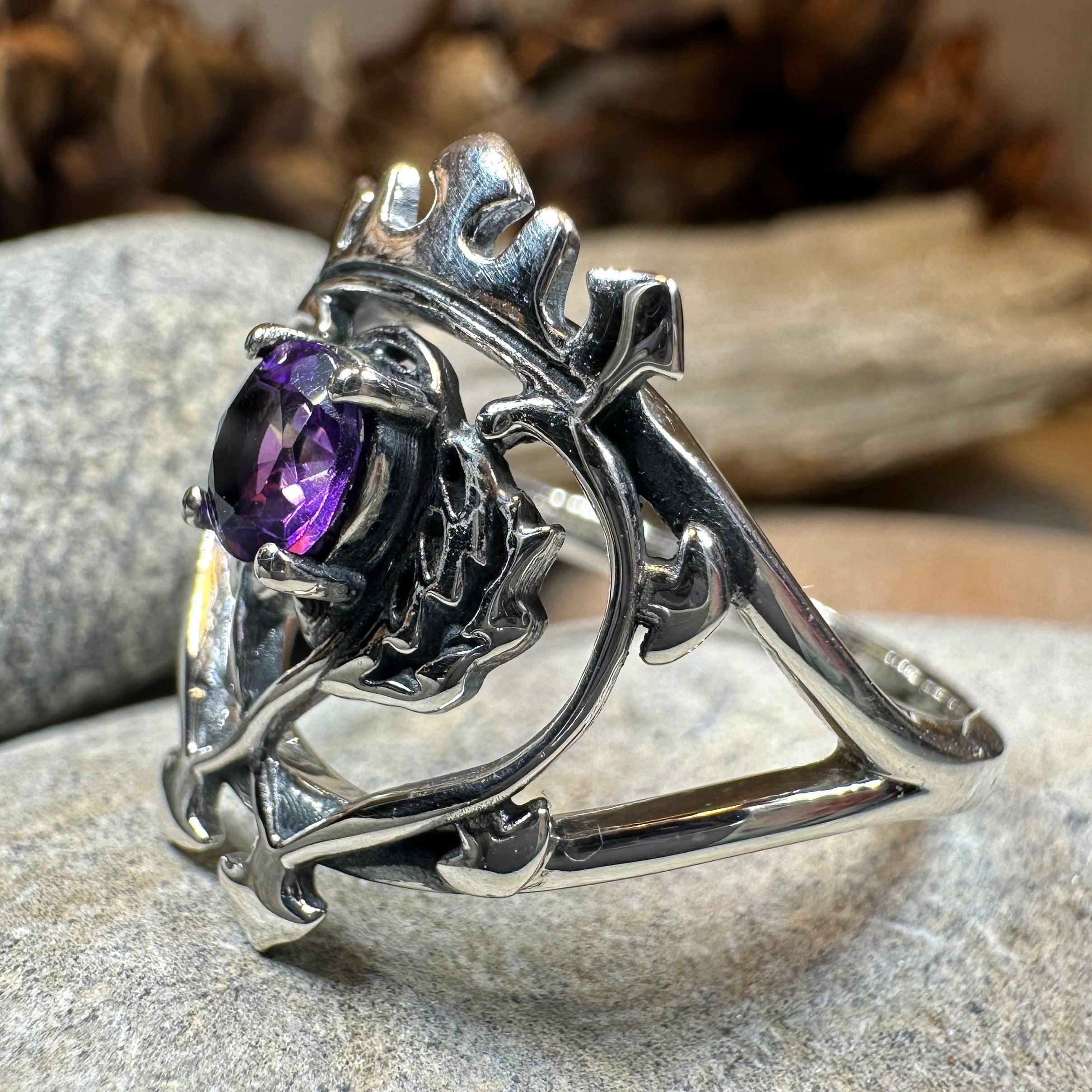 Dedication Scottish Luckenbooth Amethyst Ring in Sterling Silver